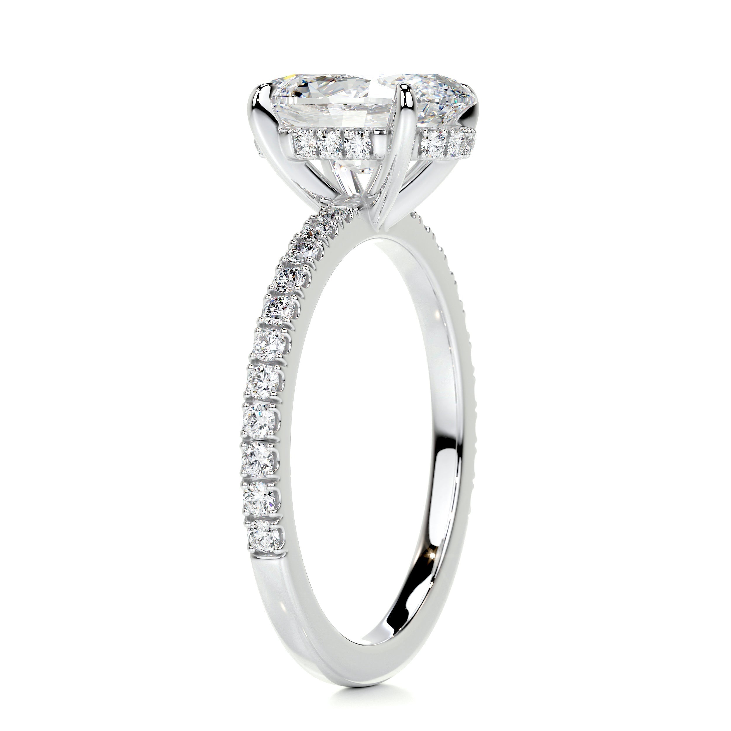 Oval Hidden Halo Pave Lab Grown Diamond Engagement Ring