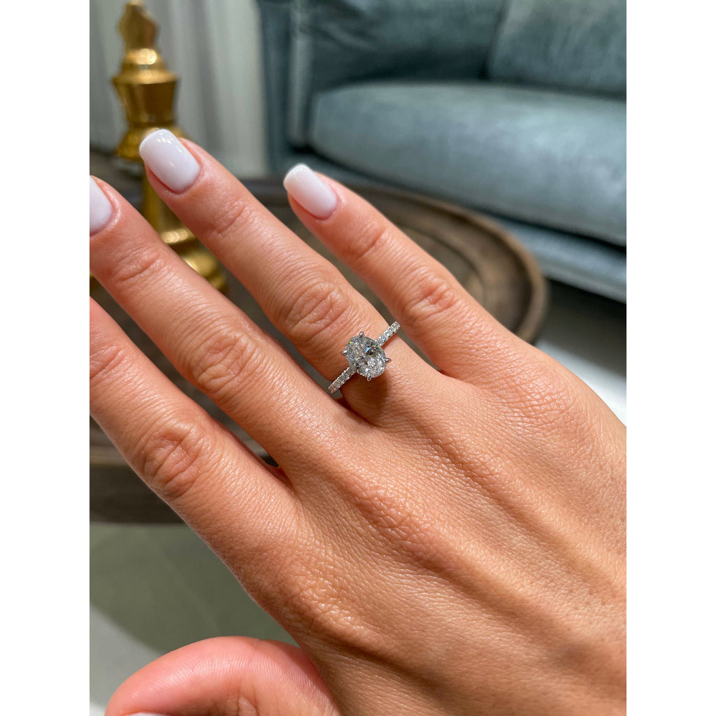 Oval Hidden Halo Pave Lab Grown Diamond Engagement Ring