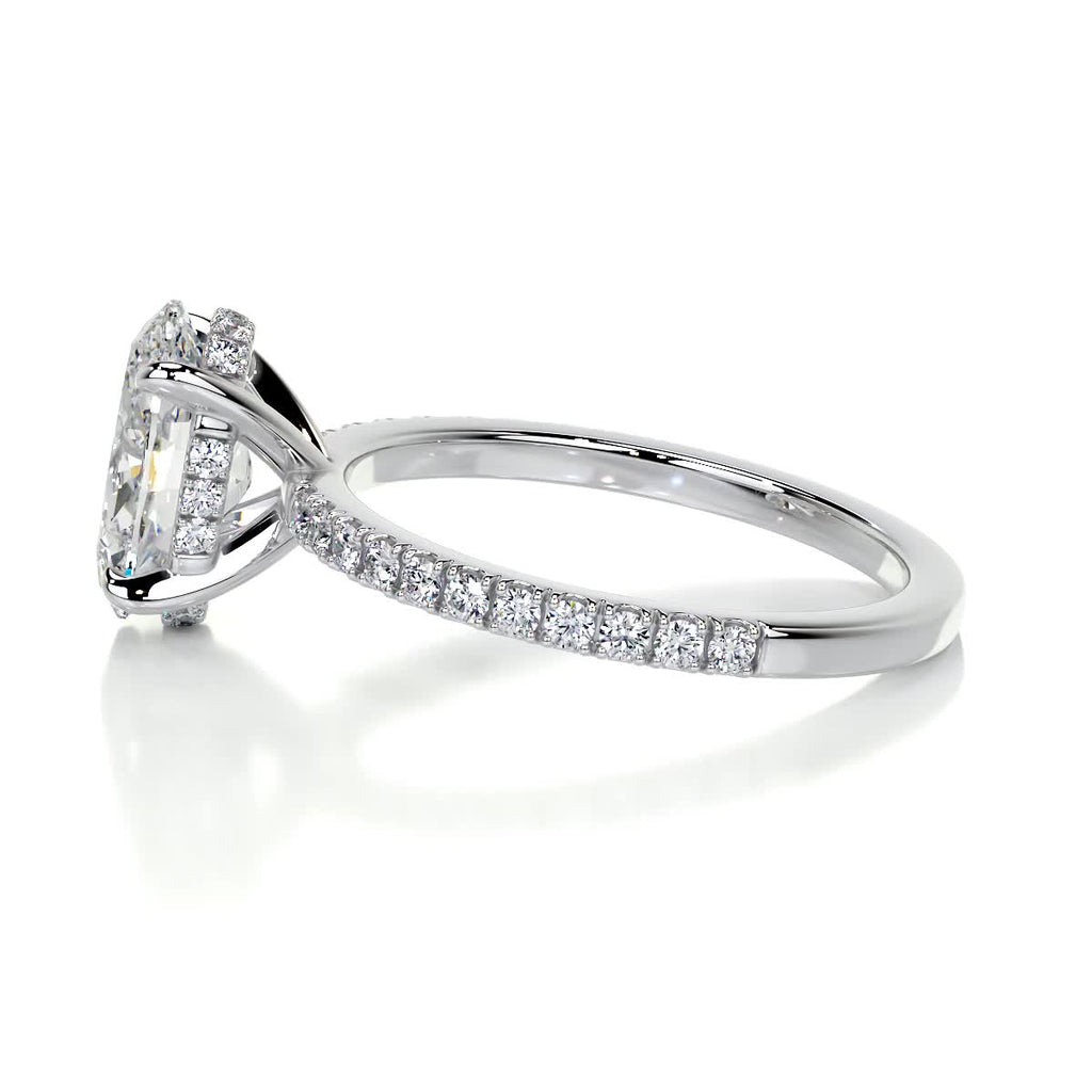 Oval Hidden Halo Pave Lab Grown Diamond Engagement Ring