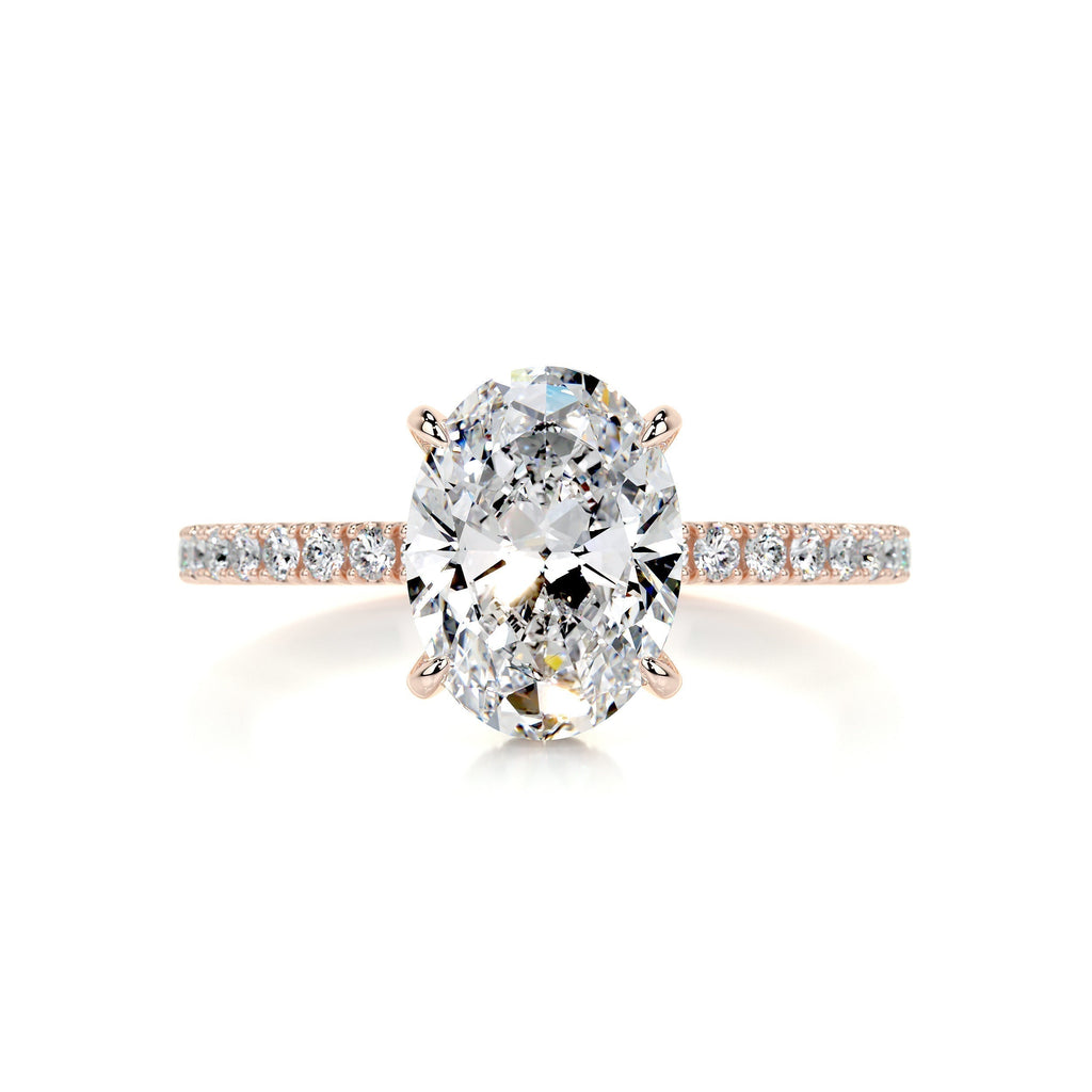 Oval Hidden Halo Pave Lab Grown Diamond Engagement Ring