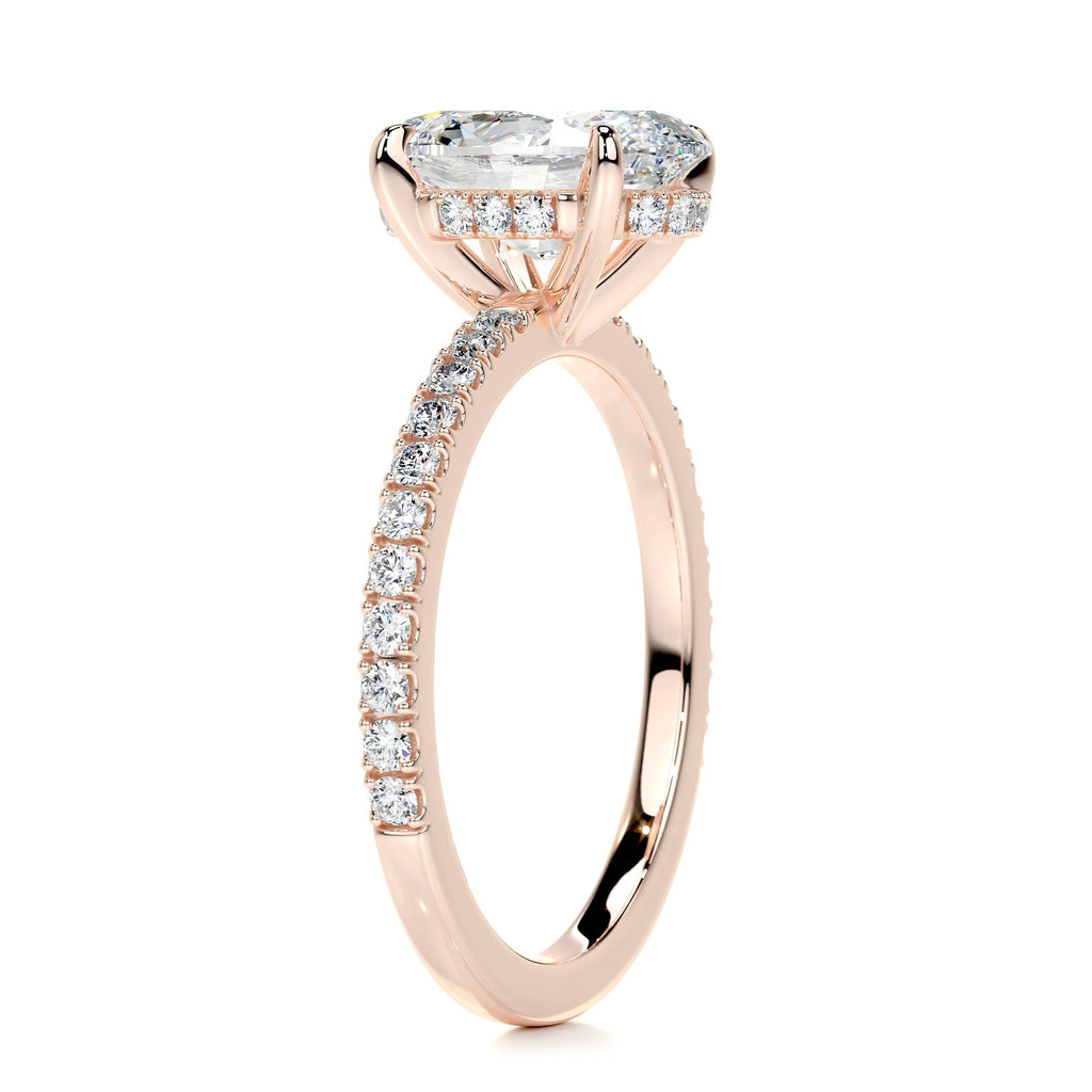 Oval Hidden Halo Pave Lab Grown Diamond Engagement Ring