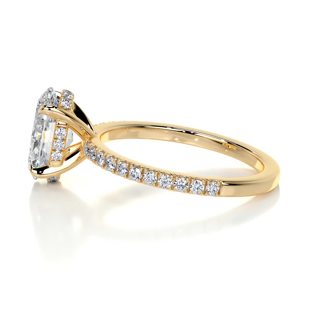 Oval Hidden Halo Pave Lab Grown Diamond Engagement Ring