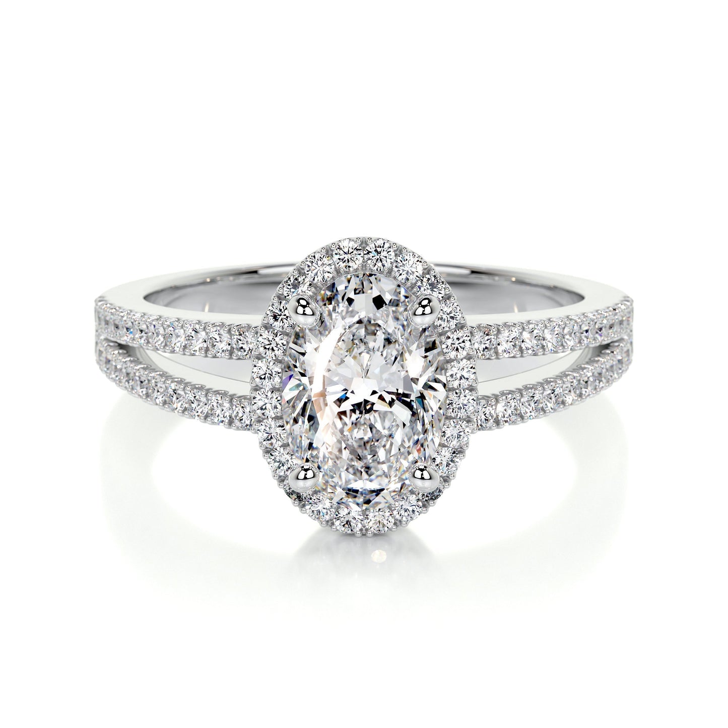 0.90 CT Oval Halo CVD H/SI1 Diamond Engagement Ring 1
