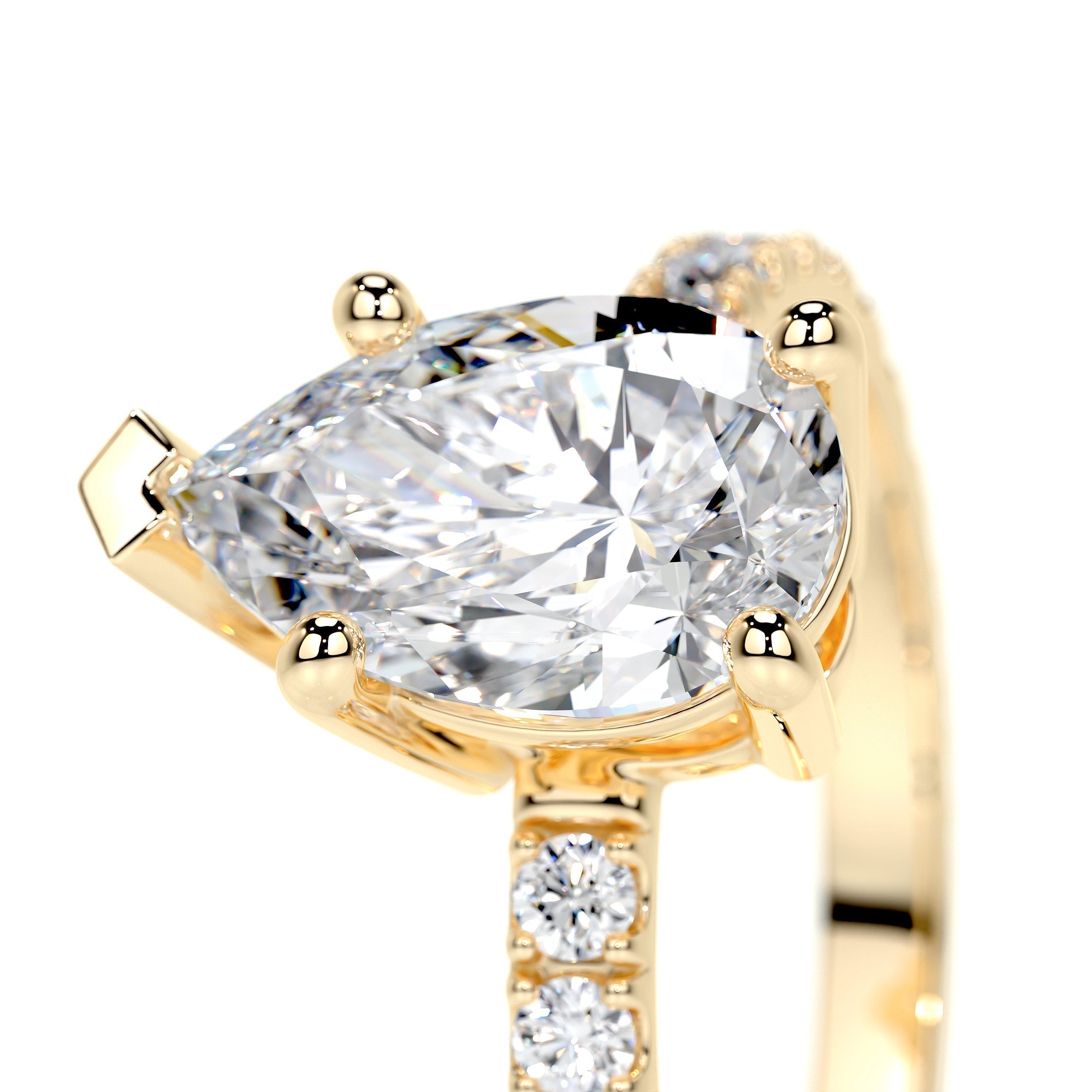 Pear Pave Lab Grown Diamond Engagement Ring