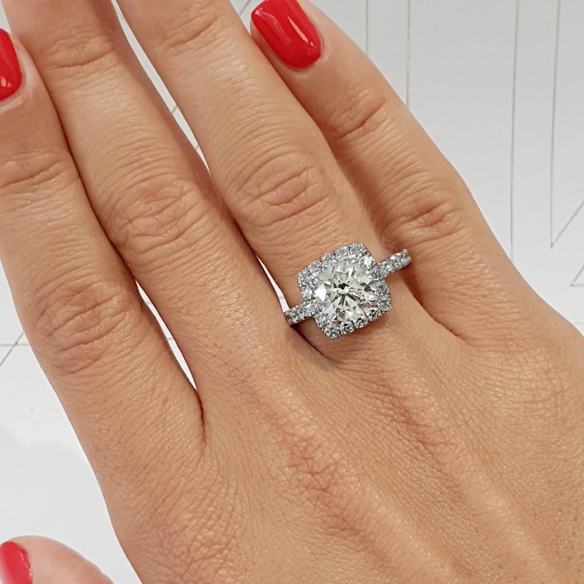 Round Halo Lab Grown Diamond Engagement Ring