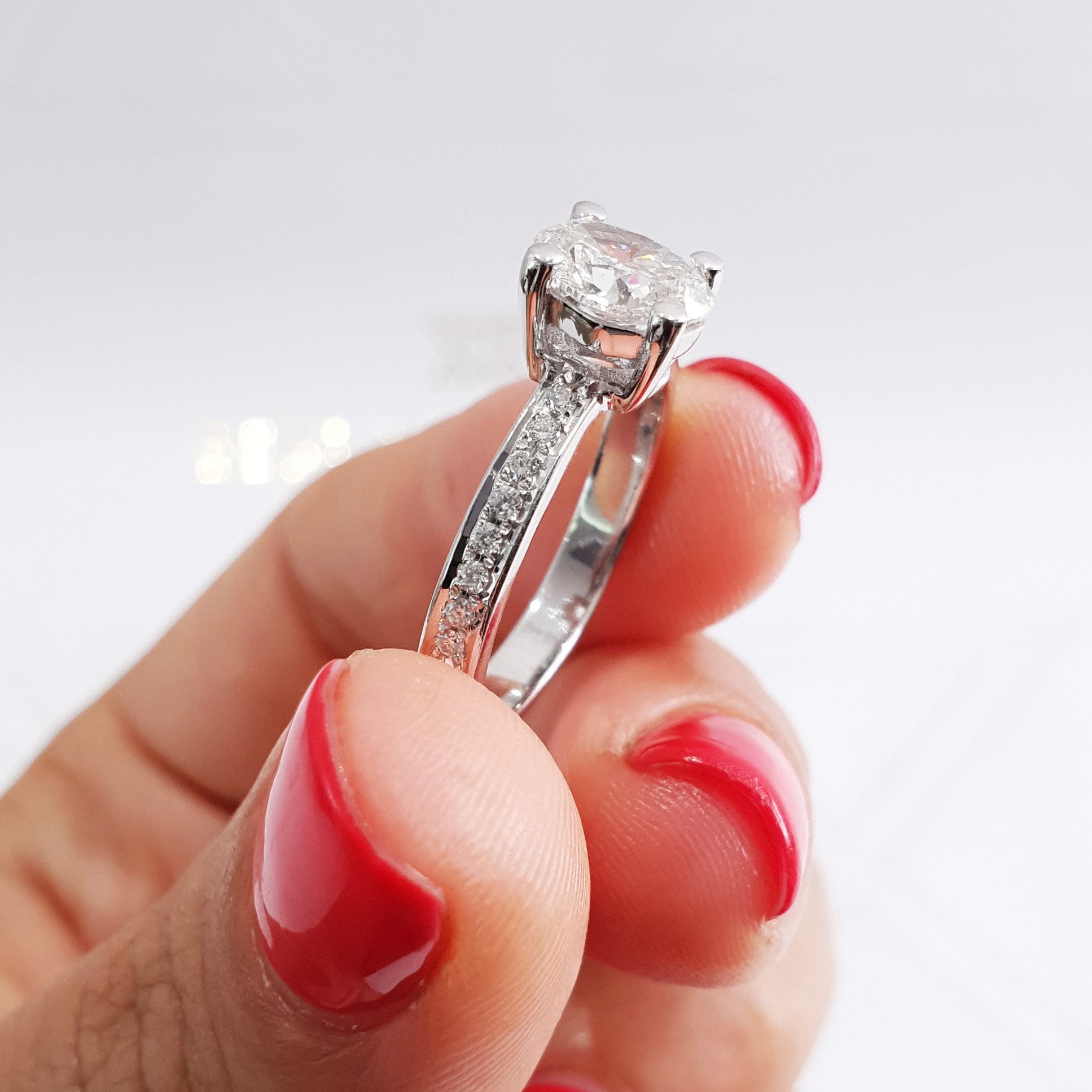 Oval Pave Lab Grown Diamond Engagement Ring