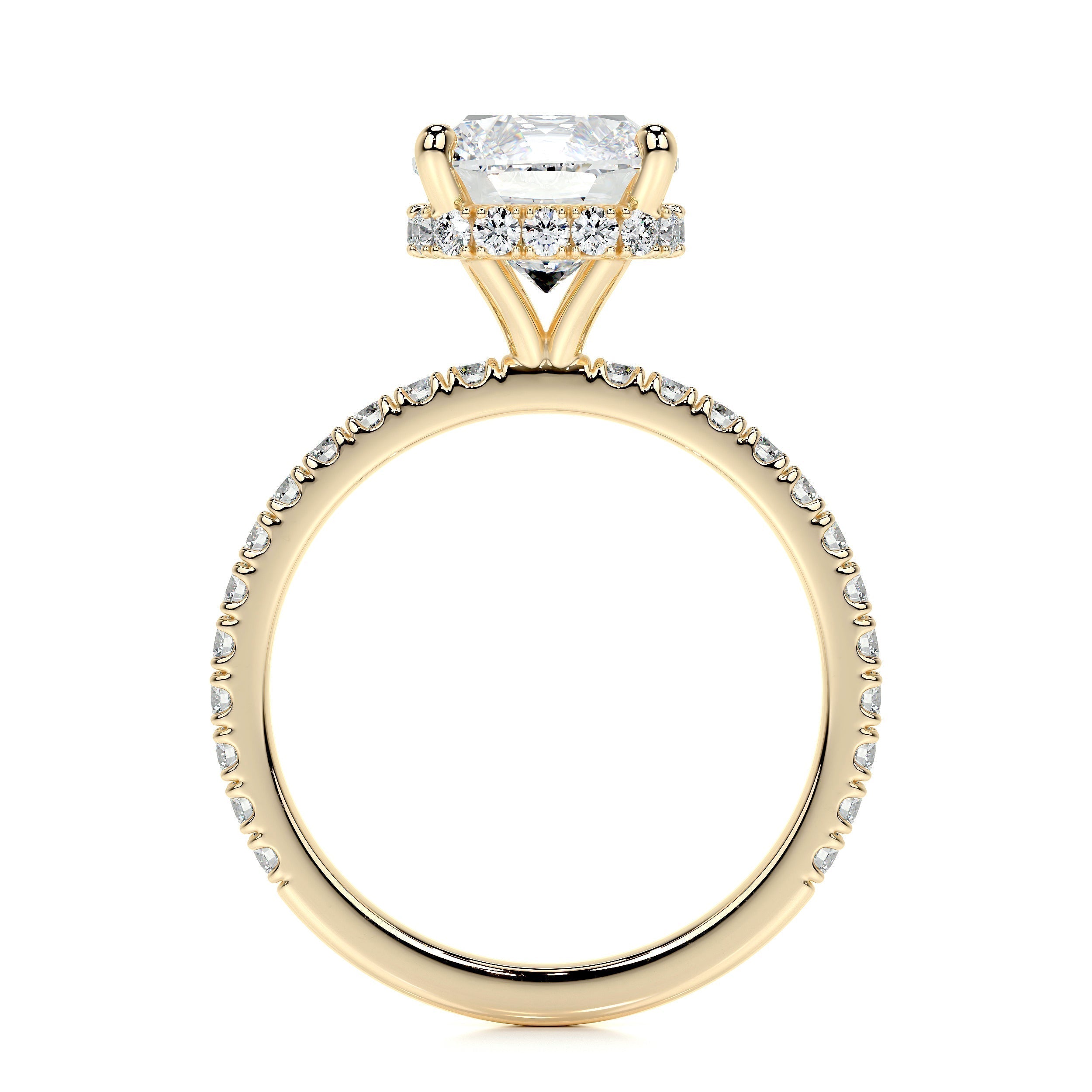 Cushion Hidden Halo Pave Lab Grown Diamond Engagement Ring