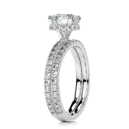 1.25 CT Round Hidden Halo CVD F/VS Diamond Bridal Ring Set 7