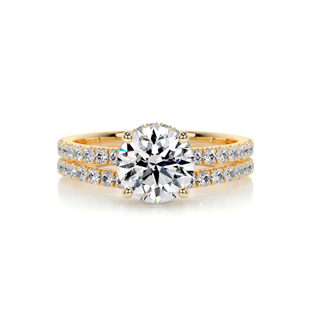 1.25 CT Round Hidden Halo CVD F/VS Diamond Bridal Ring Set 8