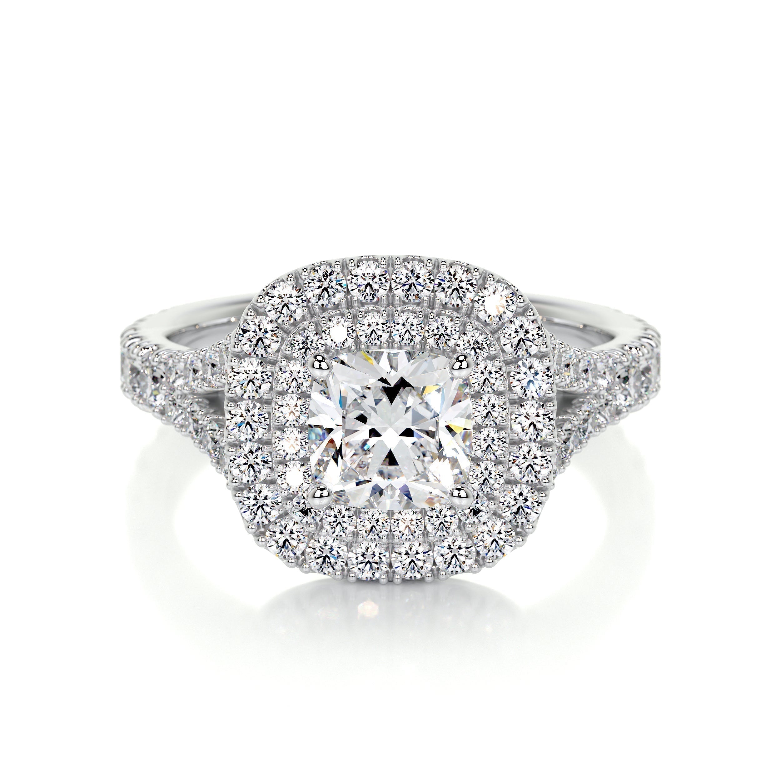 Cushion Double Halo Split Shank Lab Grown Diamond Engagement Ring