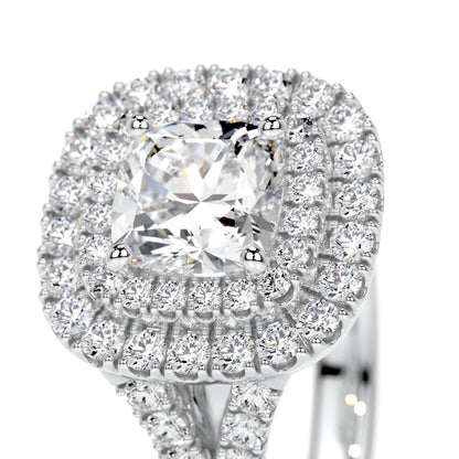 1.0 CT Cushion Double Halo CVD D/VS1 Diamond Engagement Ring 5