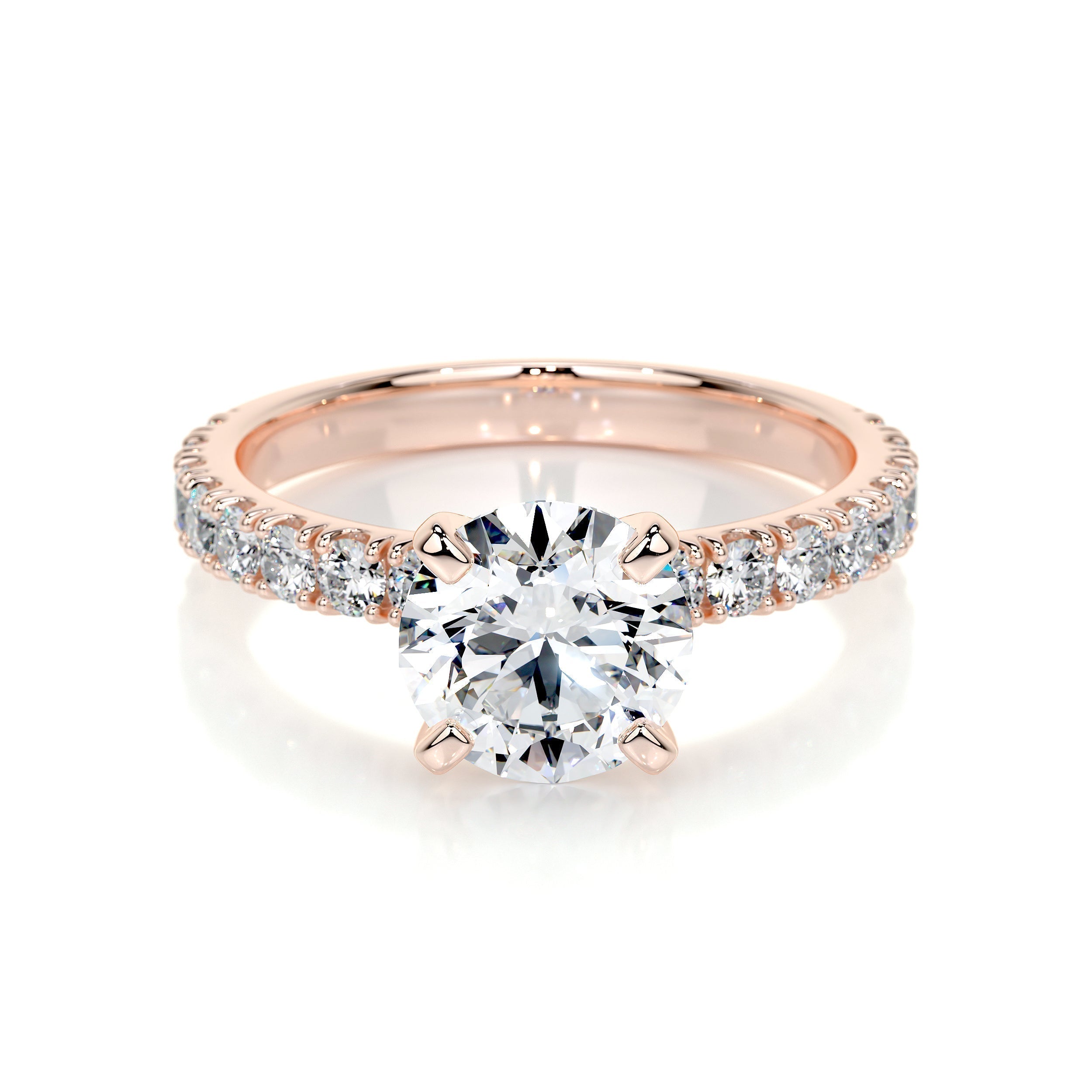 Round Pave Lab Grown Diamond Engagement Ring