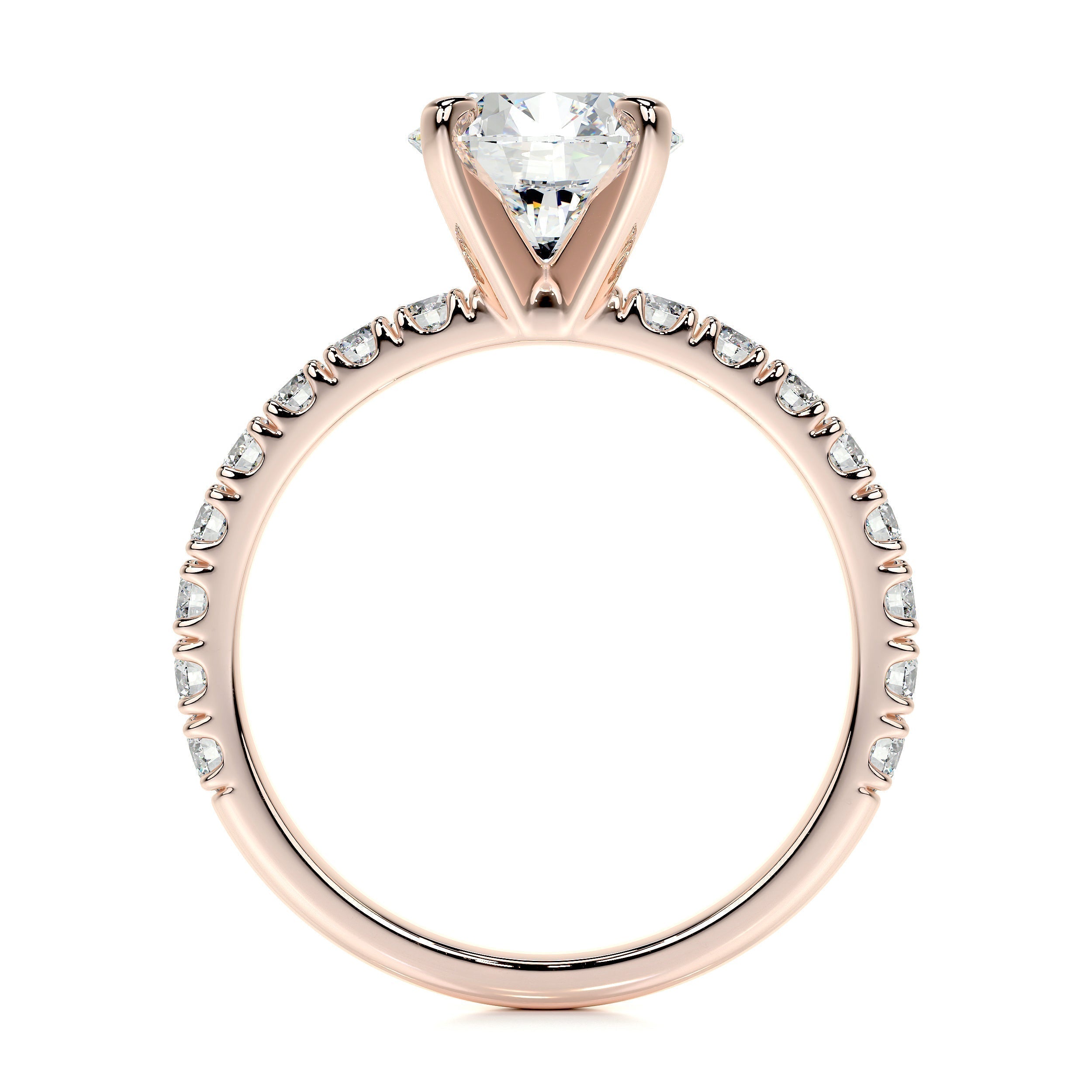 Round Pave Lab Grown Diamond Engagement Ring