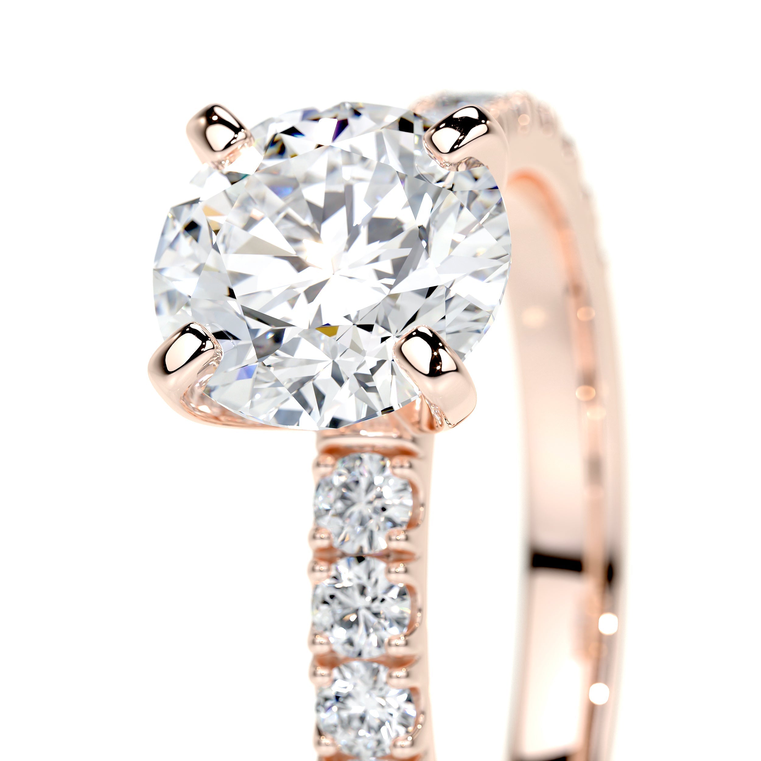 Round Pave Lab Grown Diamond Engagement Ring