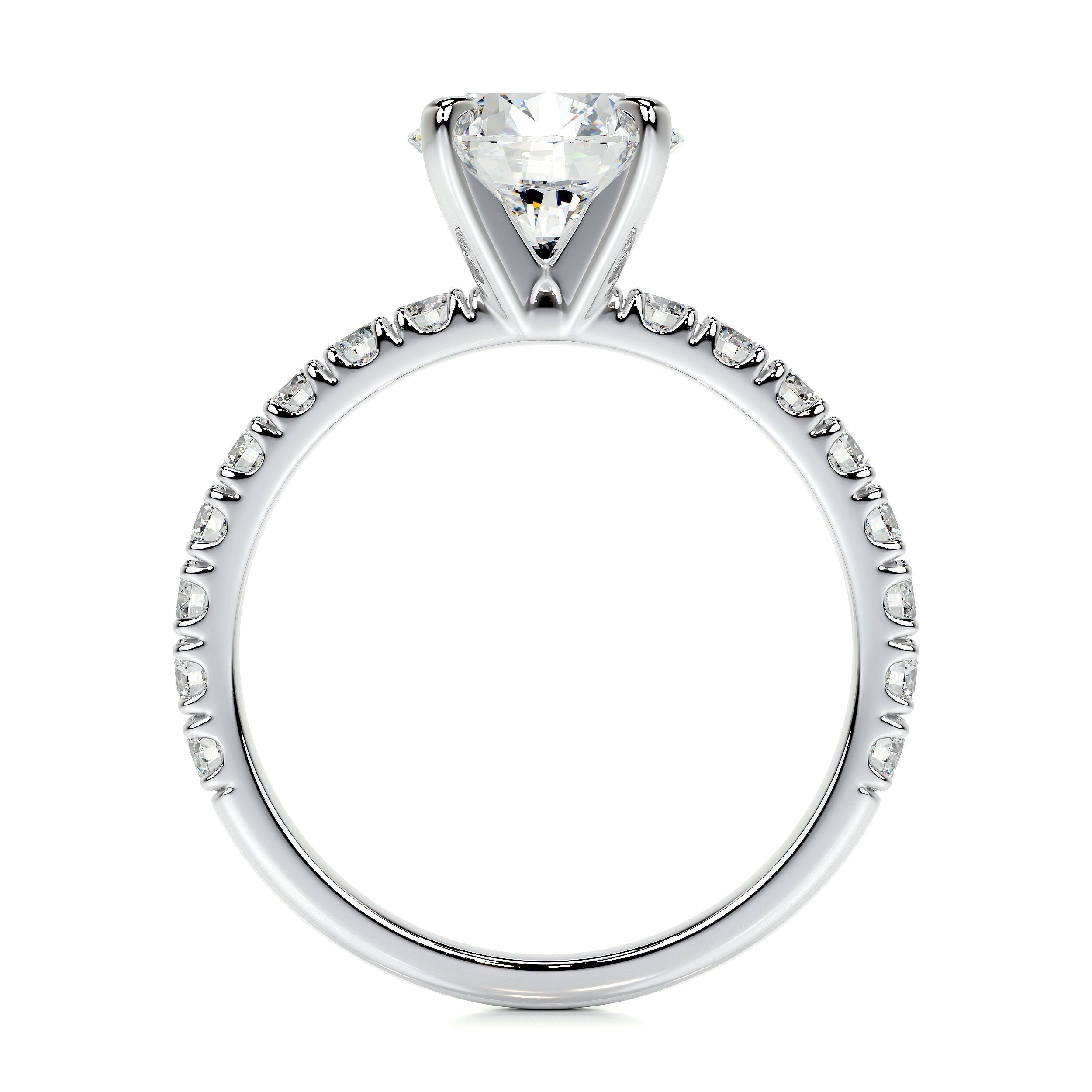 Round Pave Lab Grown Diamond Engagement Ring