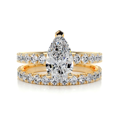 1.50 CT Pear Solitaire CVD F/VS Diamond Bridal Ring Set 7