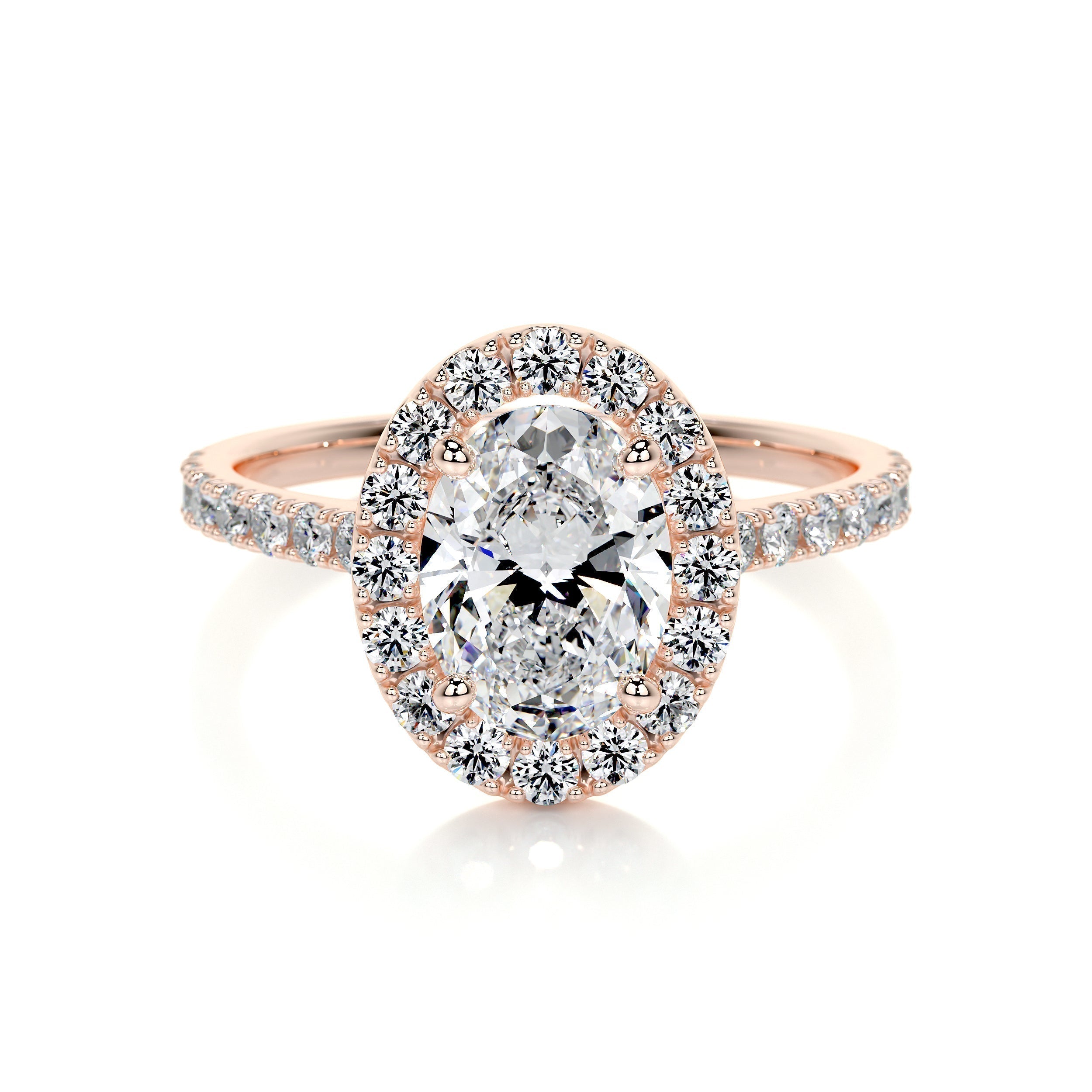 Oval Halo & Pave Lab Grown Diamond Engagement Ring
