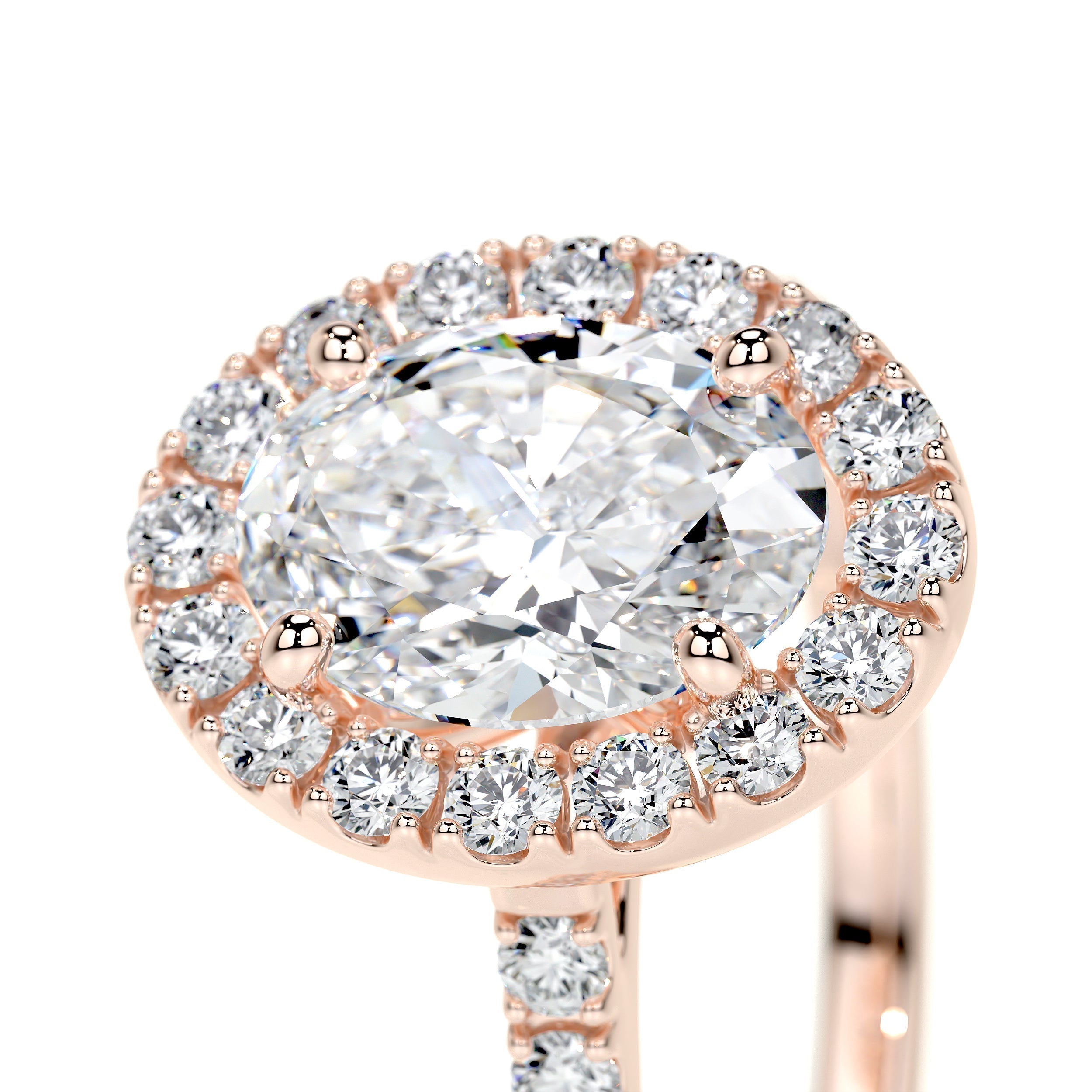 Oval Halo & Pave Lab Grown Diamond Engagement Ring