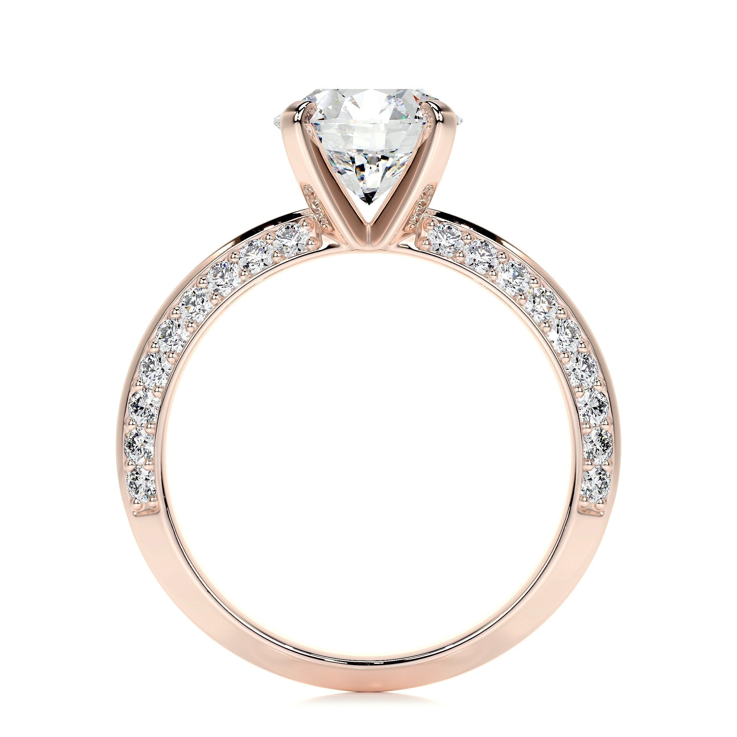 Round Pave Lab Grown Diamond Engagement Ring