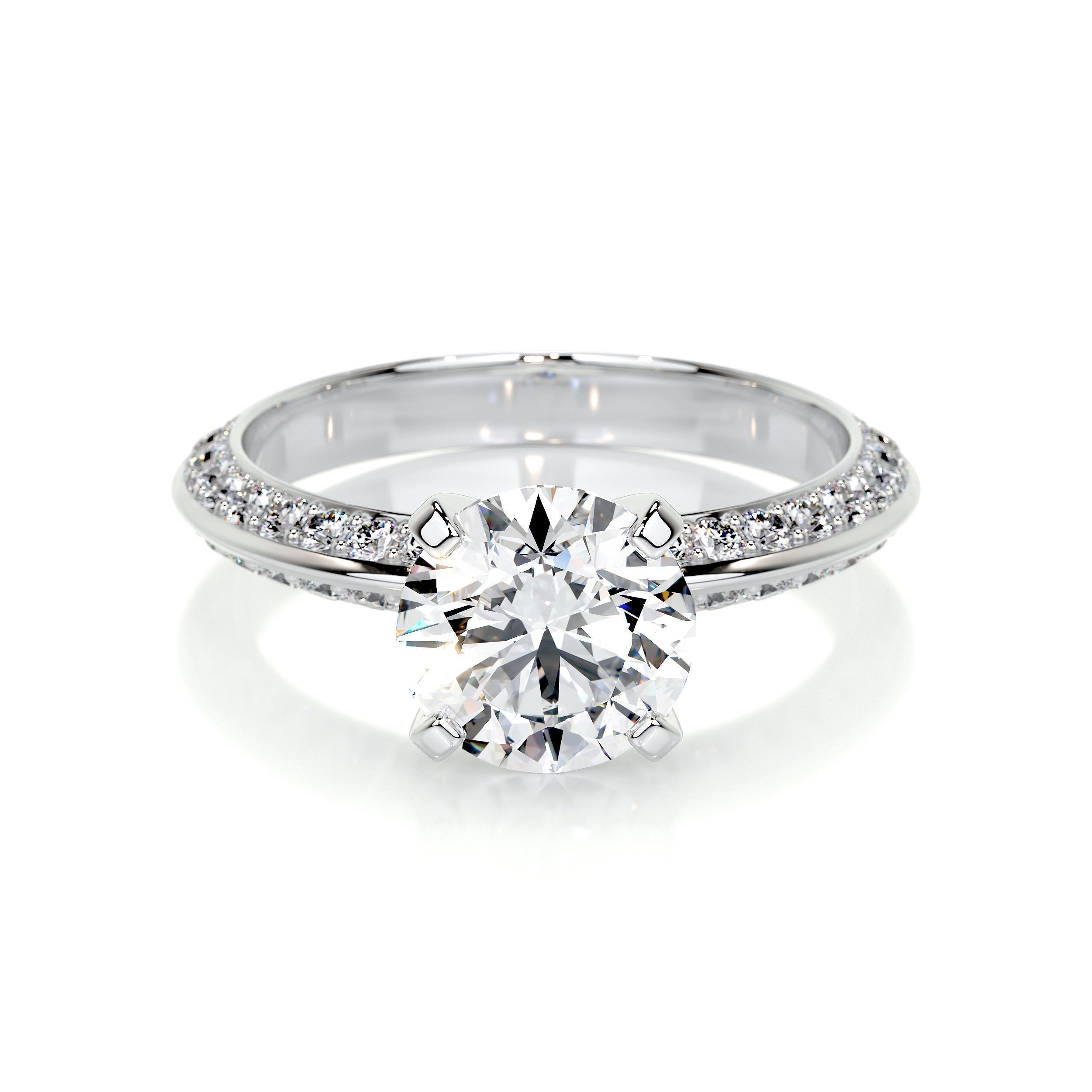 Round Pave Lab Grown Diamond Engagement Ring