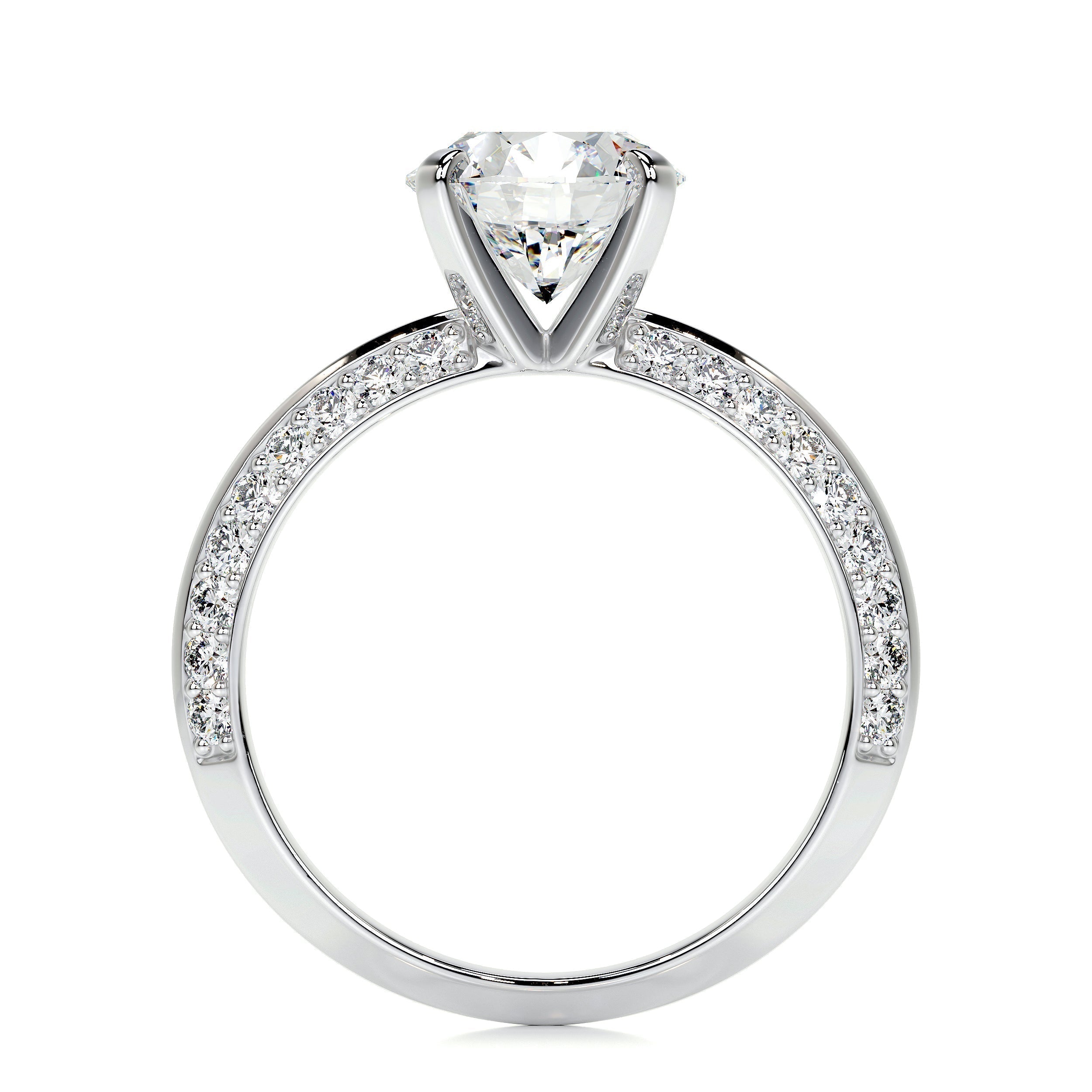 Round Pave Lab Grown Diamond Engagement Ring