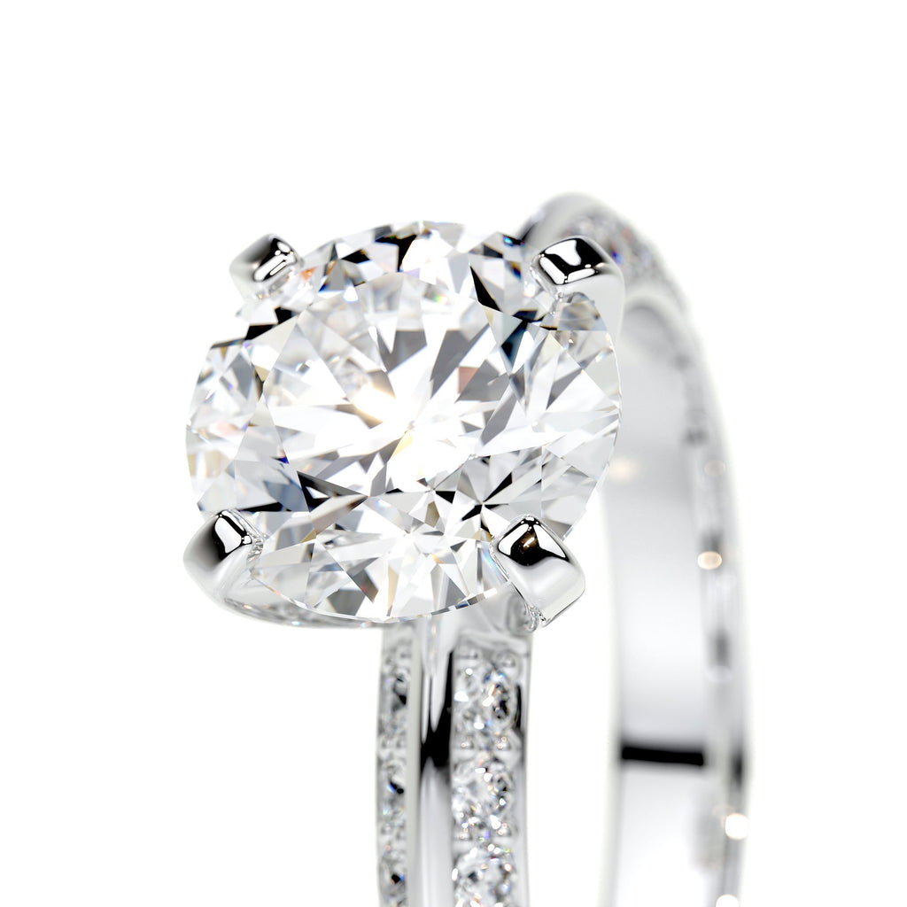 Round Pave Lab Grown Diamond Engagement Ring