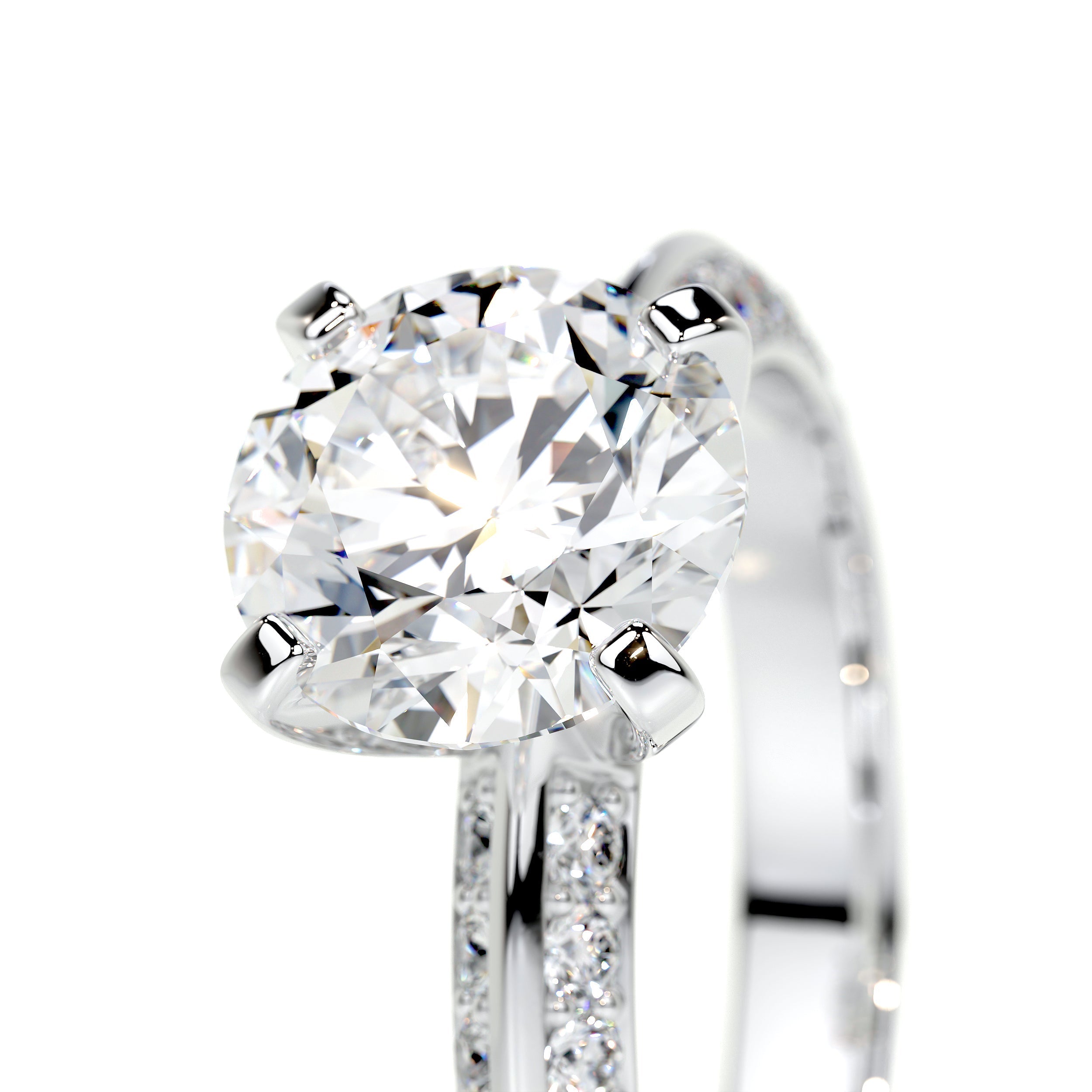 Round Pave Lab Grown Diamond Engagement Ring