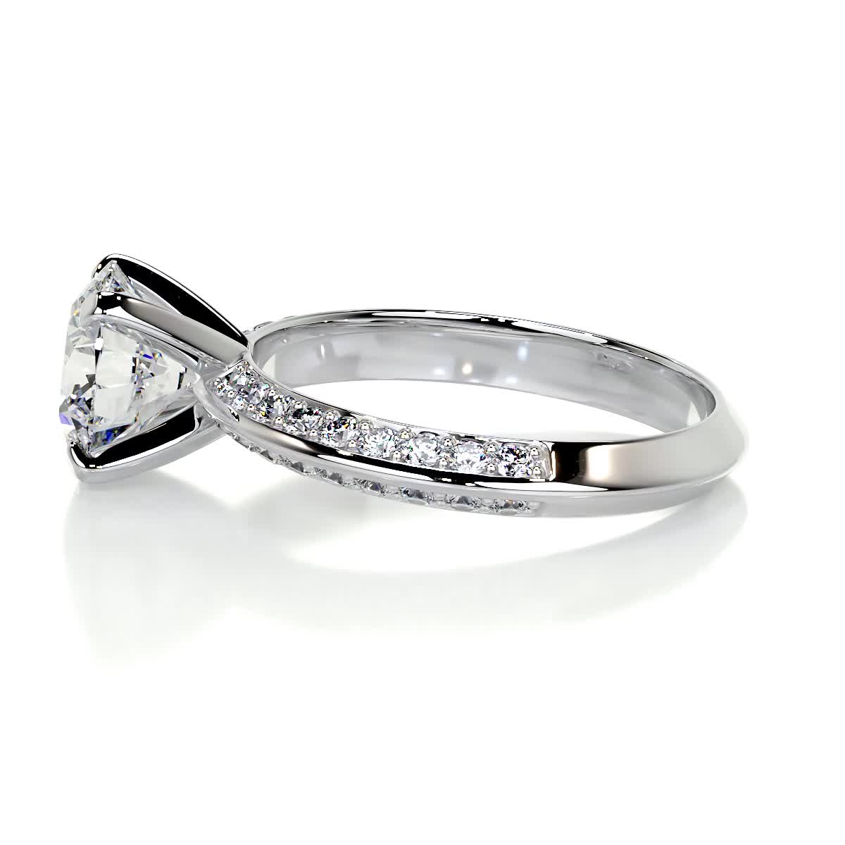 Round Pave Lab Grown Diamond Engagement Ring