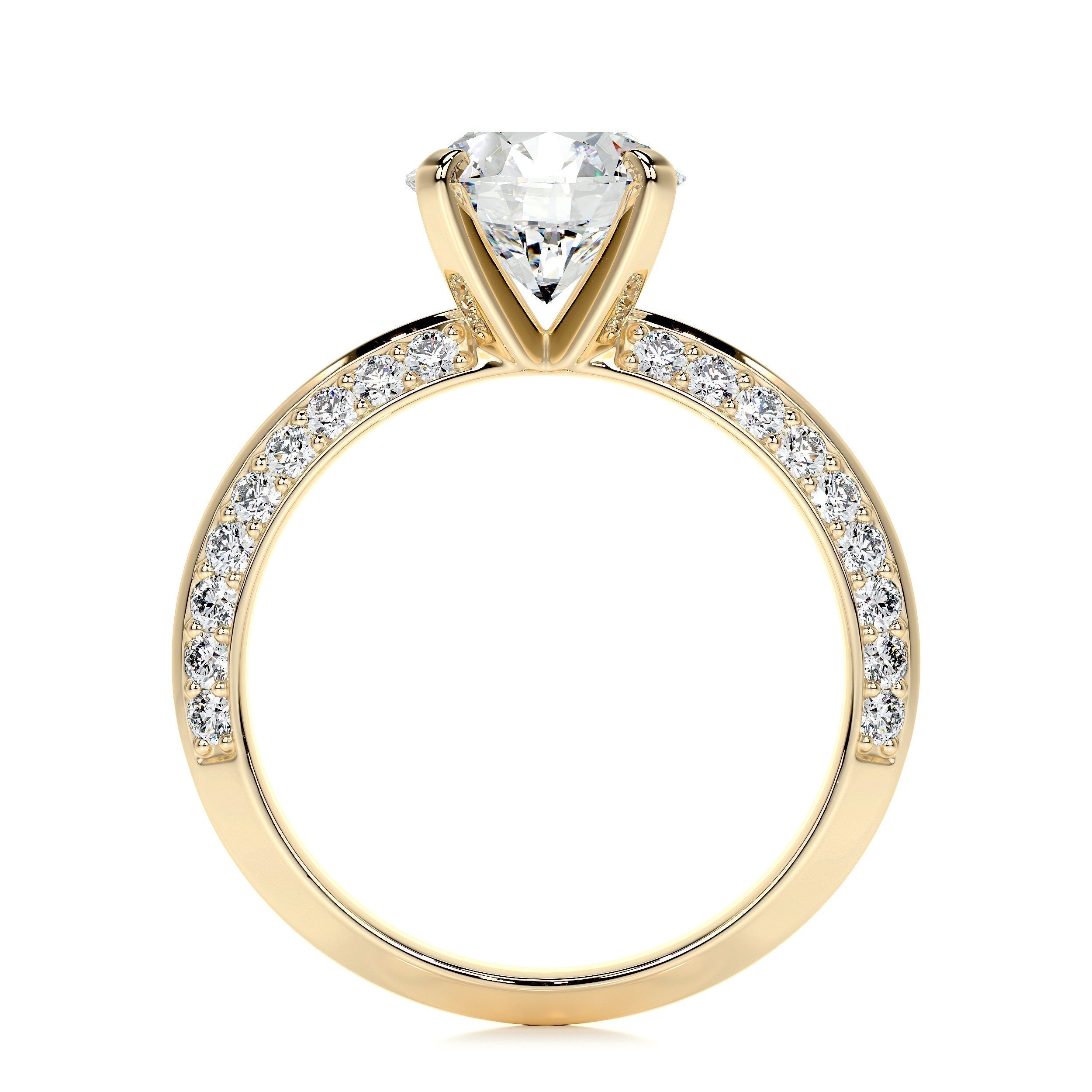 Round Pave Lab Grown Diamond Engagement Ring