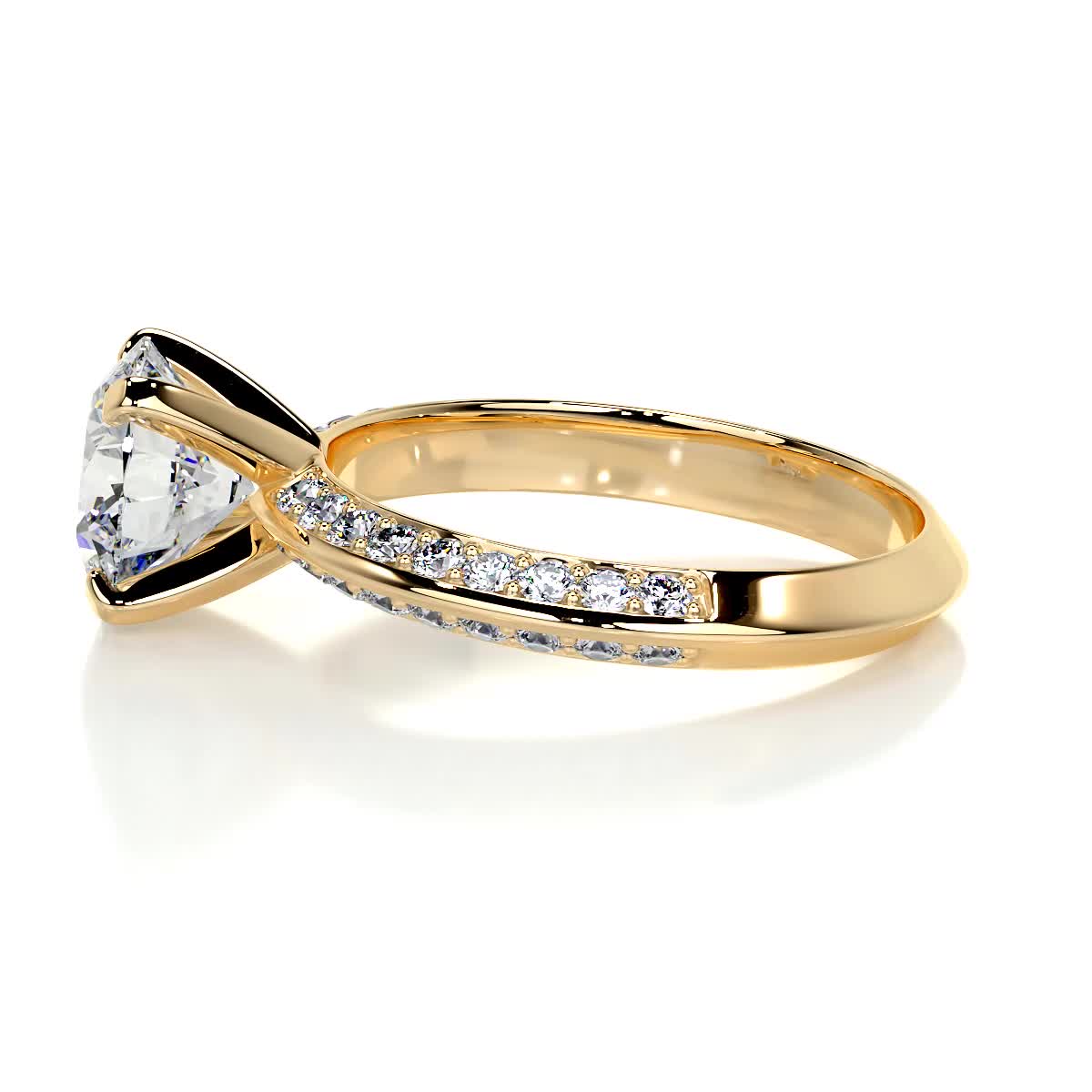Round Pave Lab Grown Diamond Engagement Ring