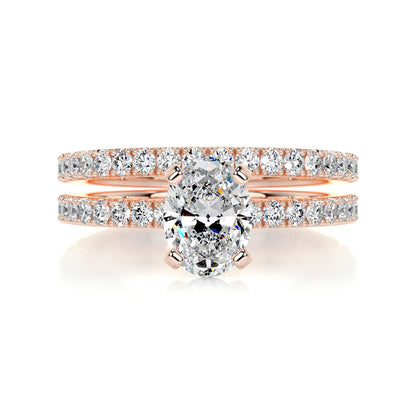 1.0 CT Oval Solitaire CVD F/VS Diamond Bridal Ring Set 13