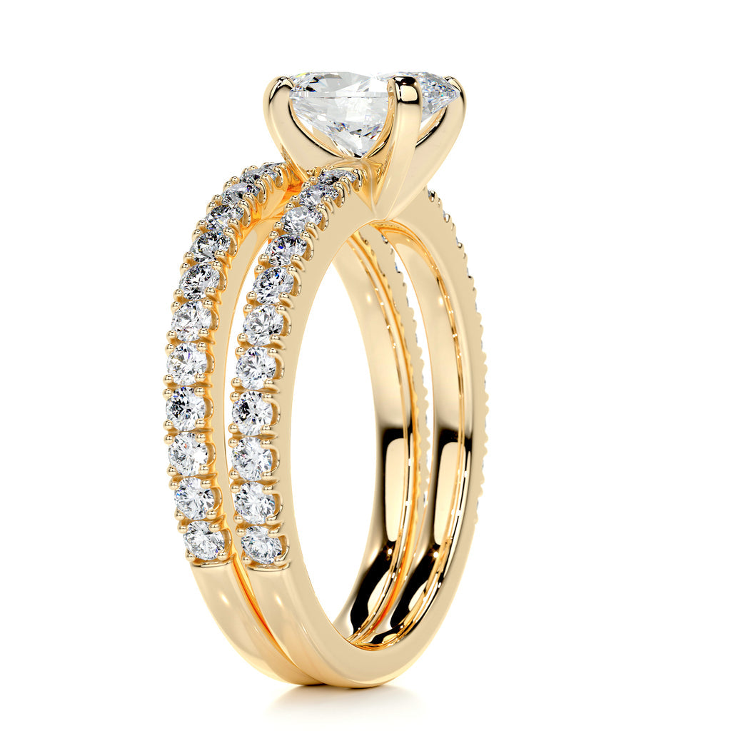 1.0 CT Oval Solitaire CVD F/VS Diamond Bridal Ring Set 12