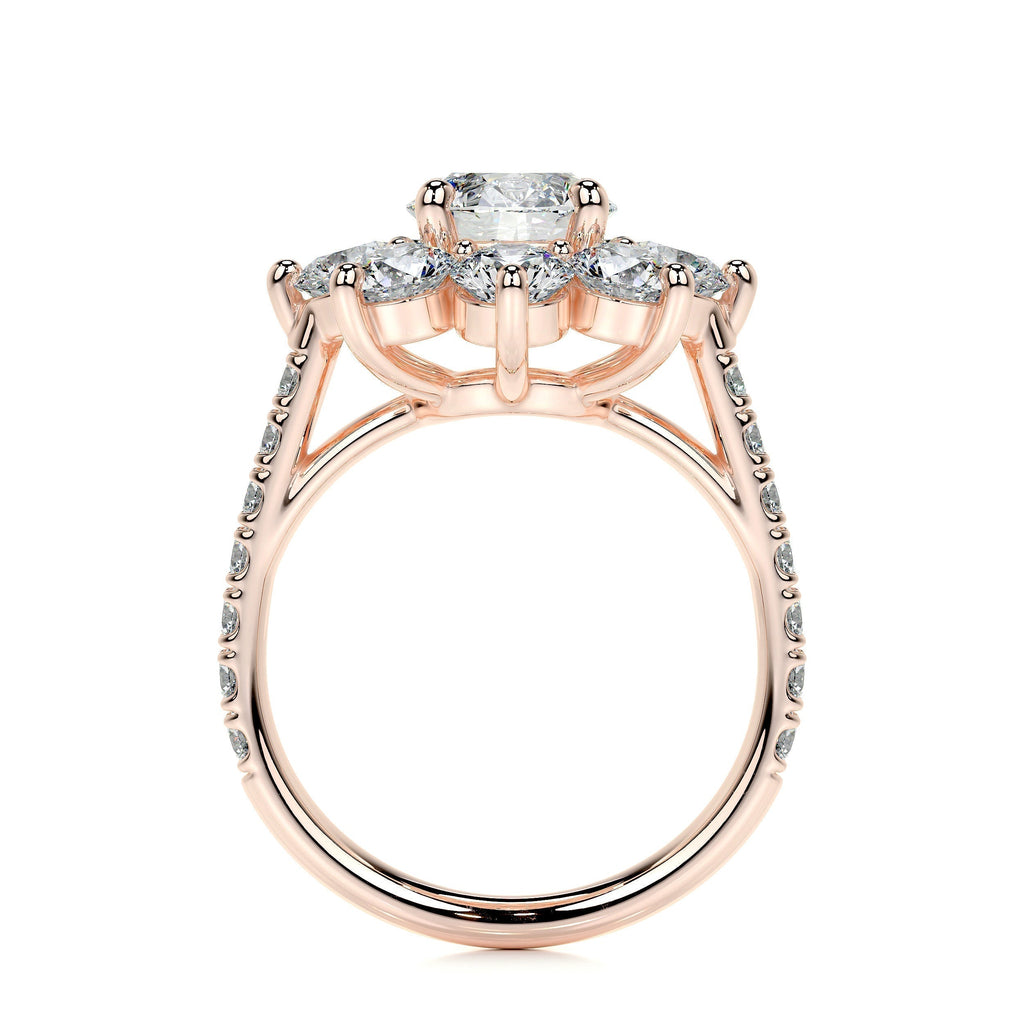 Round Floral Halo Lab Grown Diamond Engagement Ring