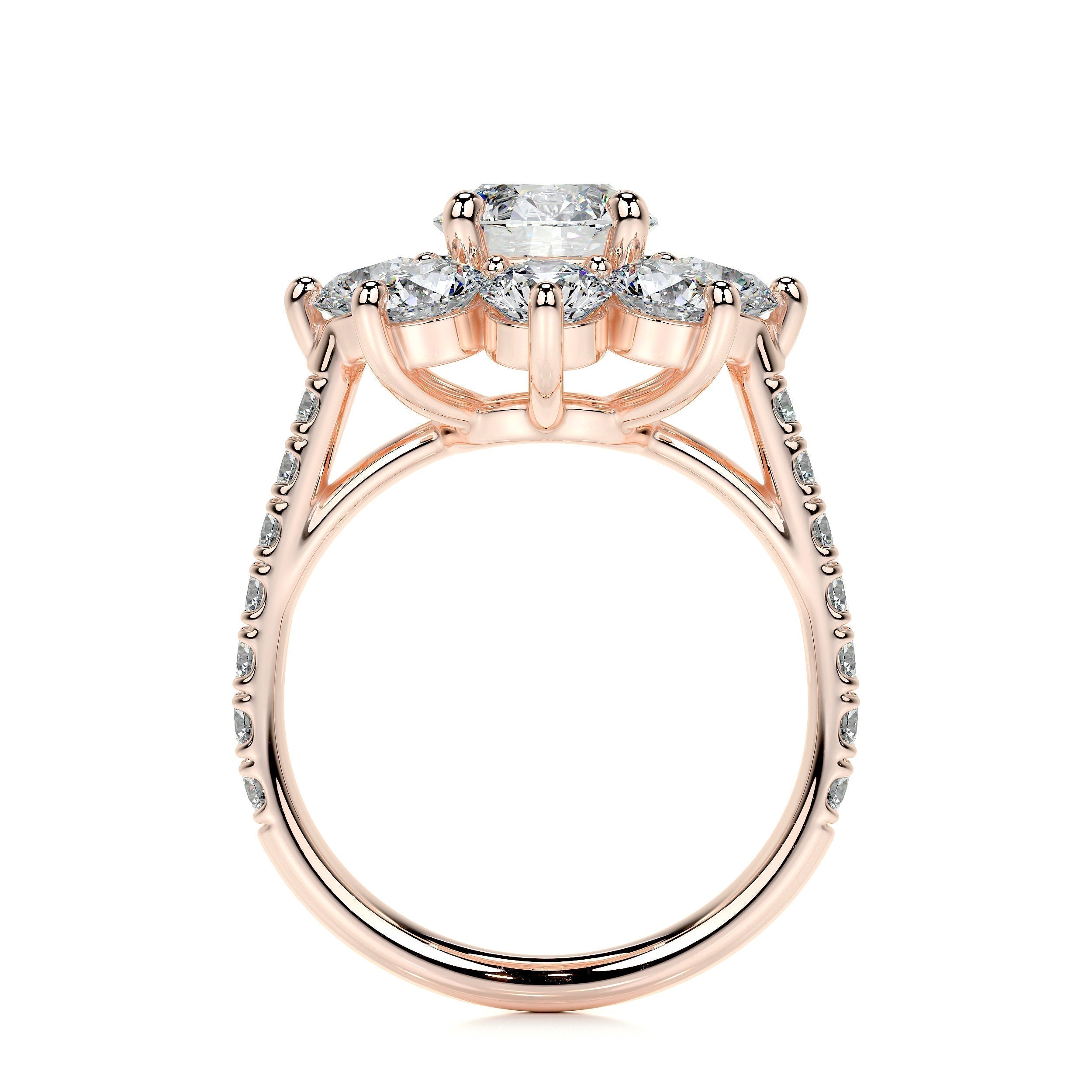Round Floral Halo Lab Grown Diamond Engagement Ring