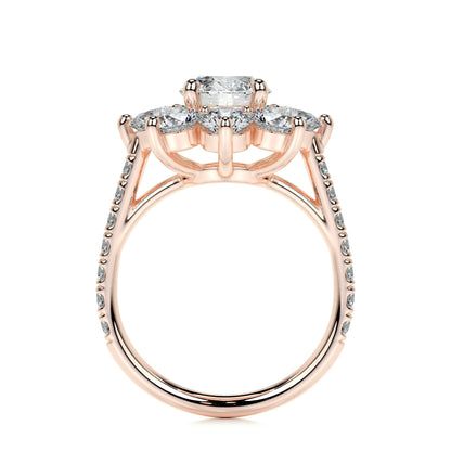 0.80 CT Round Floral Halo CVD H/SI1 Diamond Engagement Ring 15