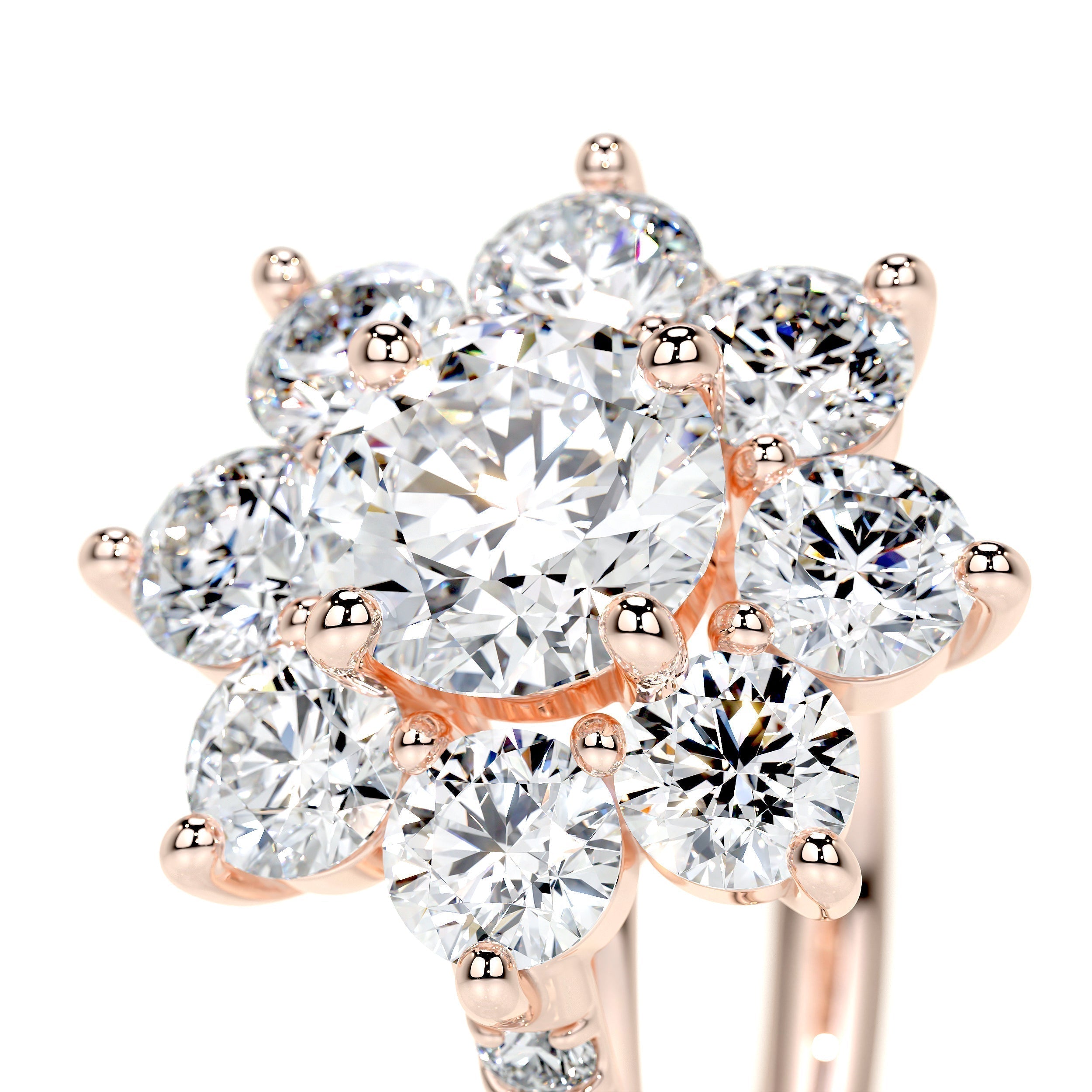 Round Floral Halo Lab Grown Diamond Engagement Ring