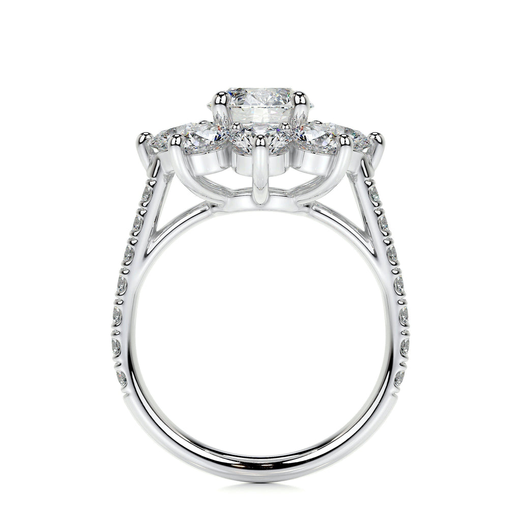 Round Floral Halo Lab Grown Diamond Engagement Ring