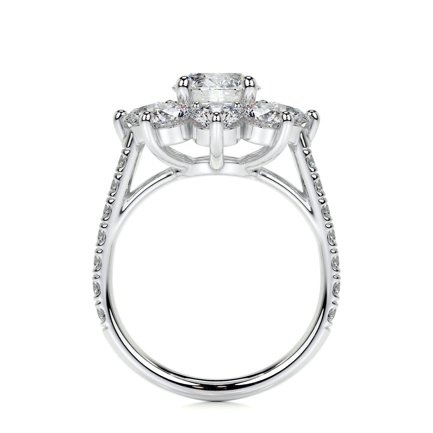 0.80 CT Round Floral Halo CVD H/SI1 Diamond Engagement Ring 6