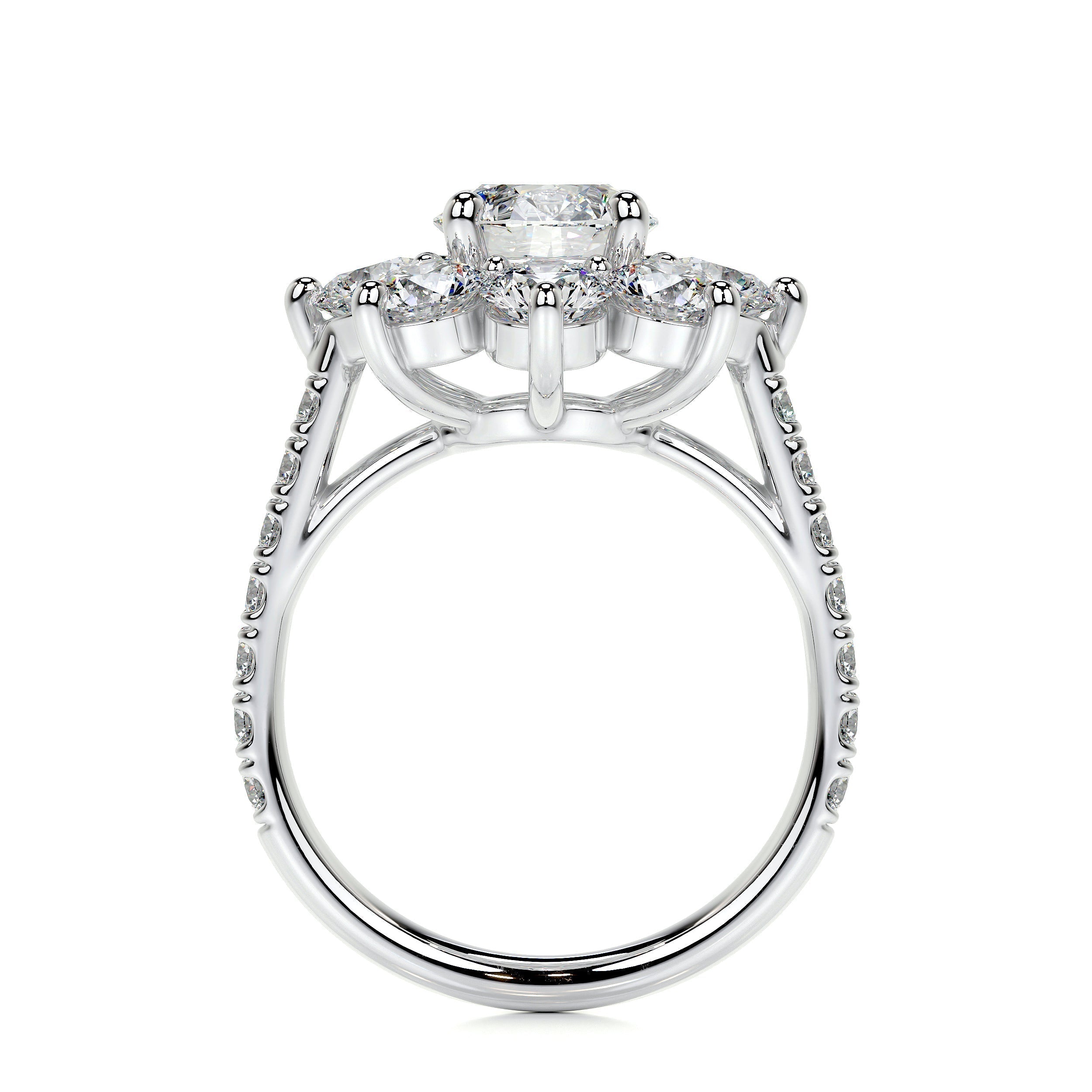 Round Floral Halo Lab Grown Diamond Engagement Ring