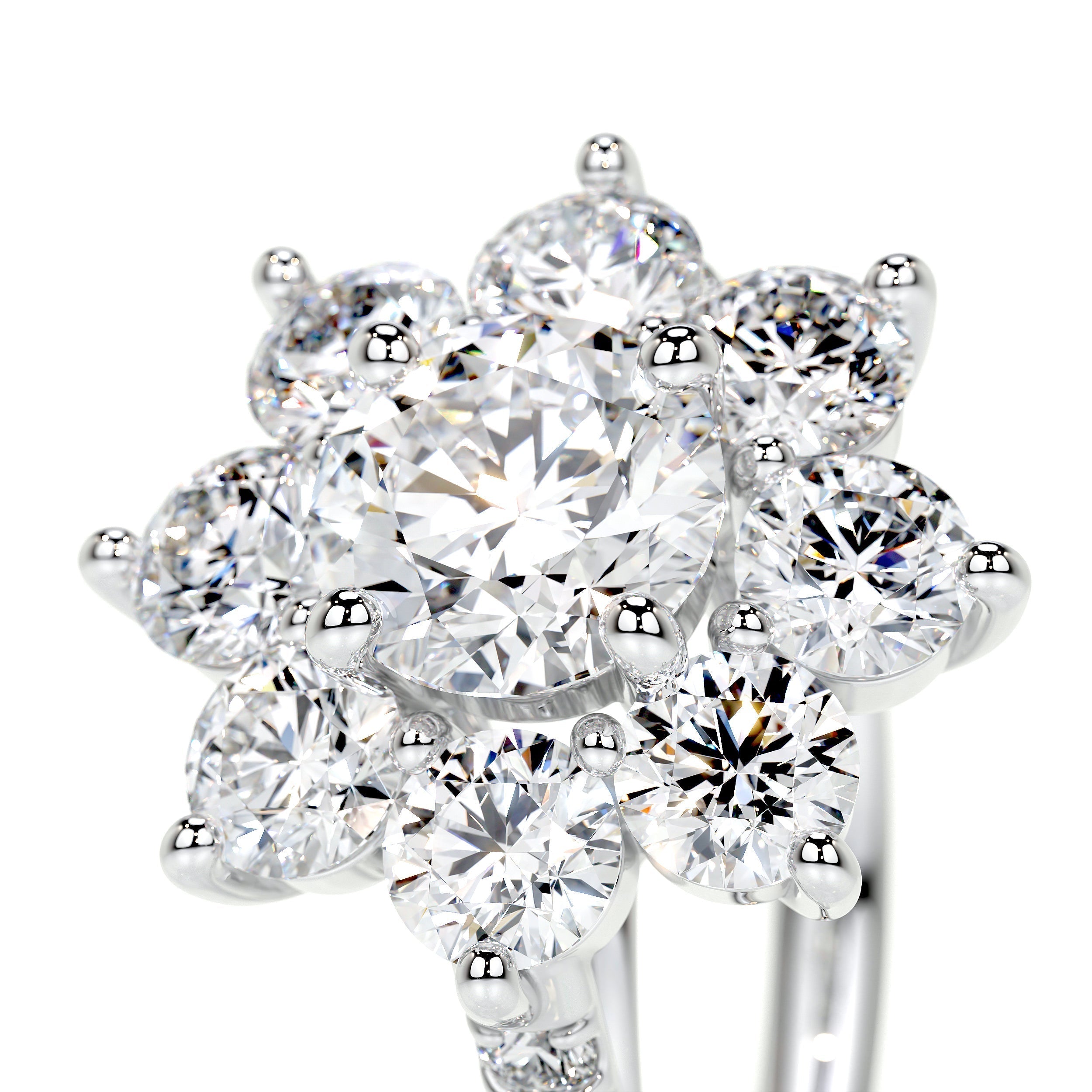 Round Floral Halo Lab Grown Diamond Engagement Ring