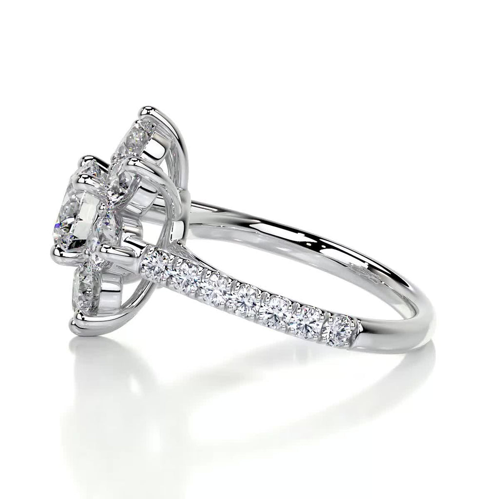 Round Floral Halo Lab Grown Diamond Engagement Ring