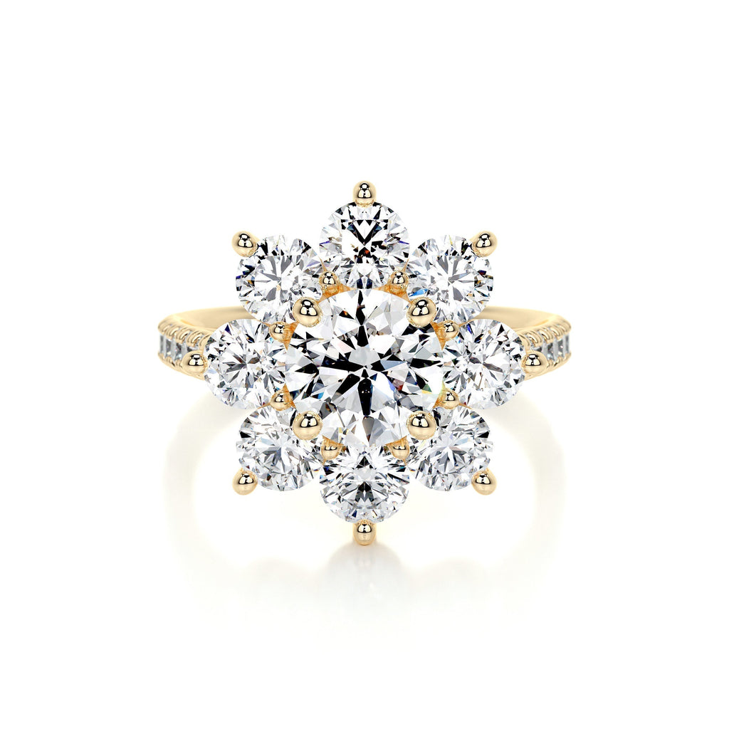Round Floral Halo Lab Grown Diamond Engagement Ring