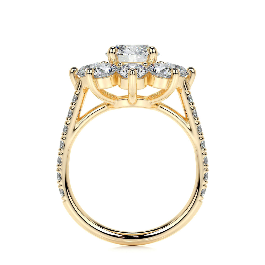 Round Floral Halo Lab Grown Diamond Engagement Ring