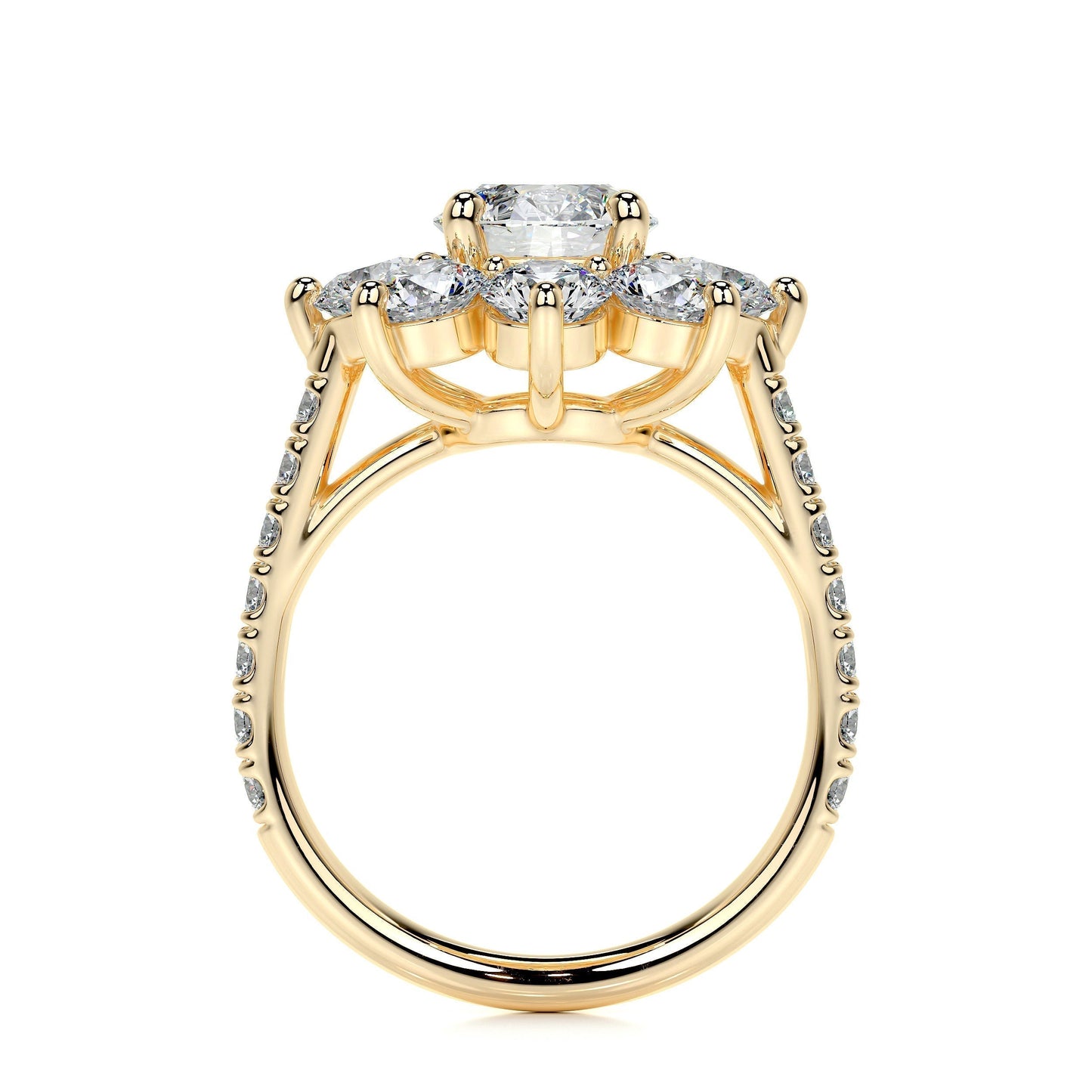 0.80 CT Round Floral Halo CVD H/SI1 Diamond Engagement Ring 11