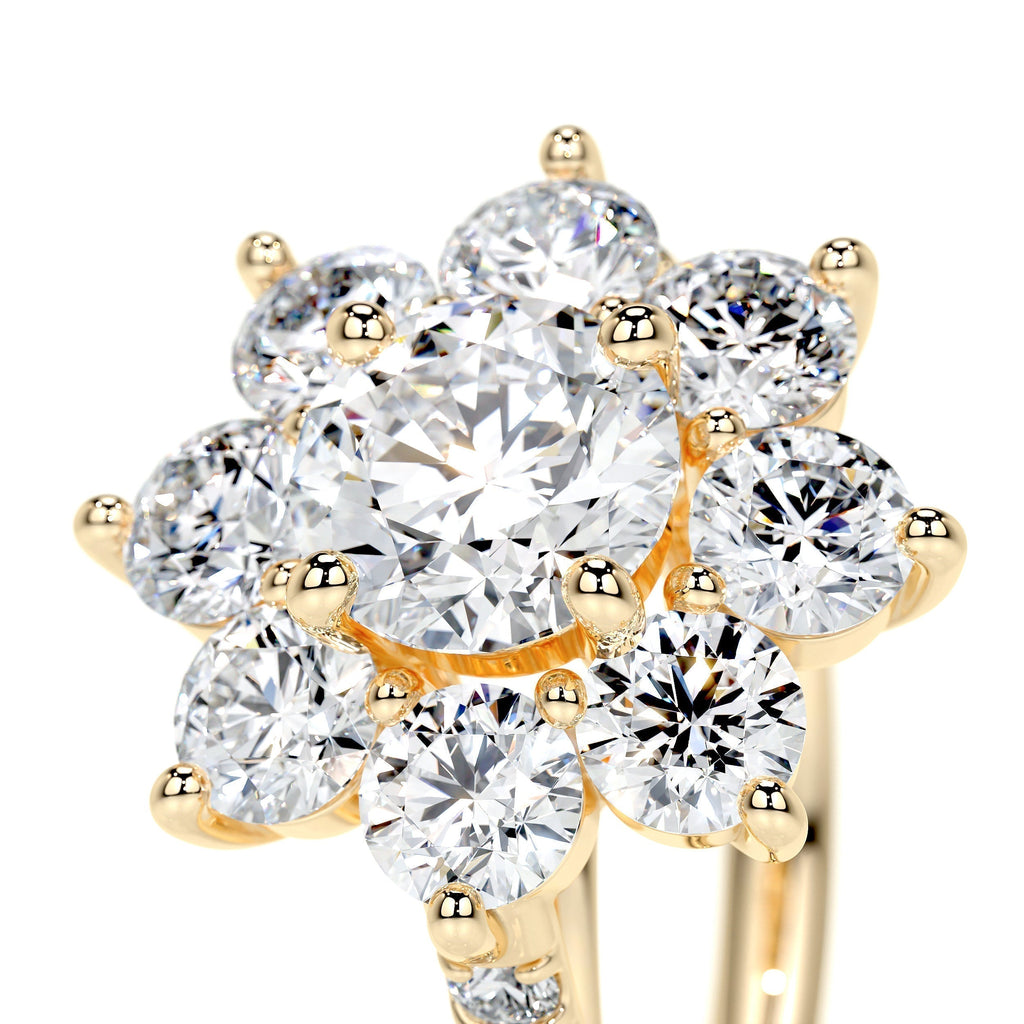 Round Floral Halo Lab Grown Diamond Engagement Ring