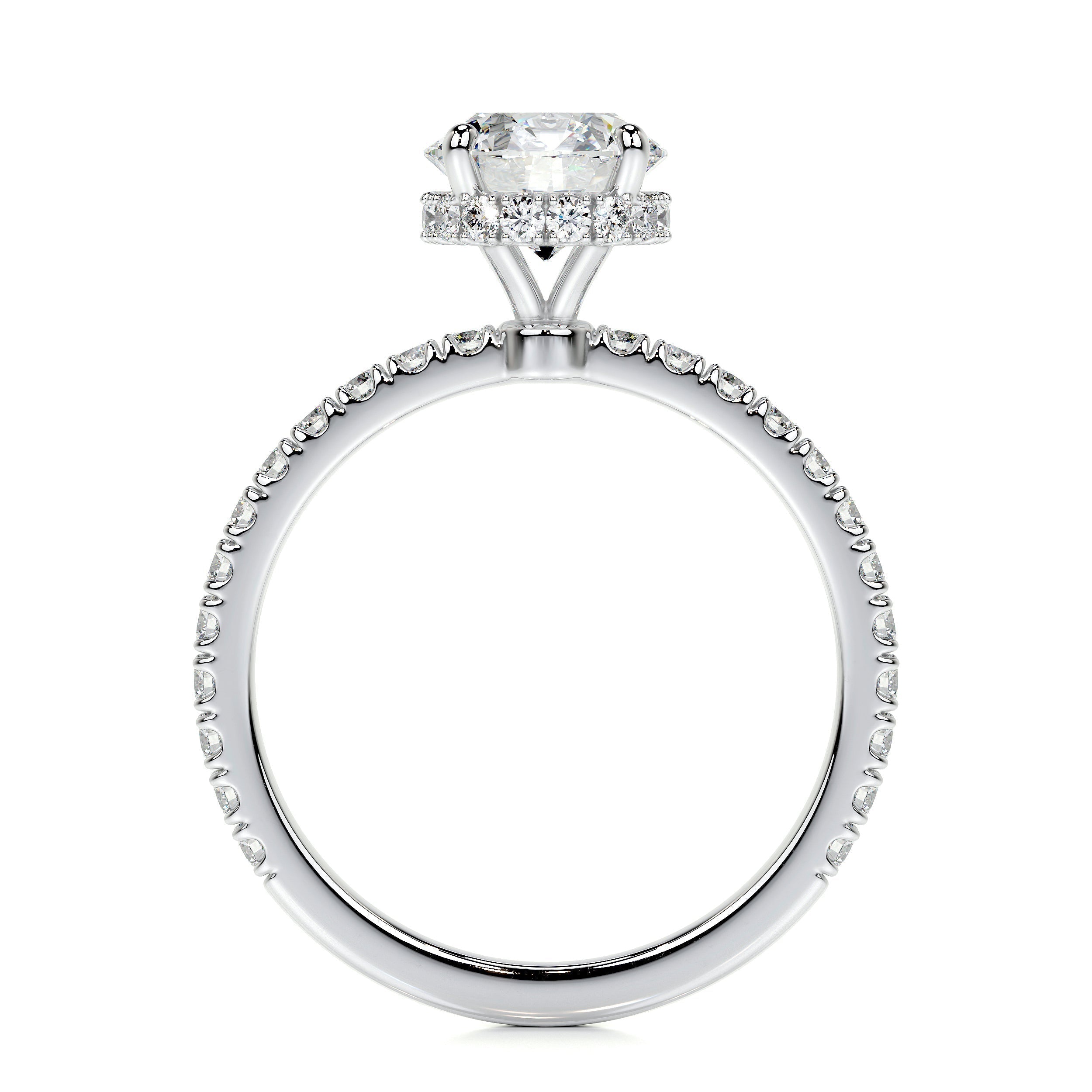 Round Pave Lab Grown Diamond Engagement Ring