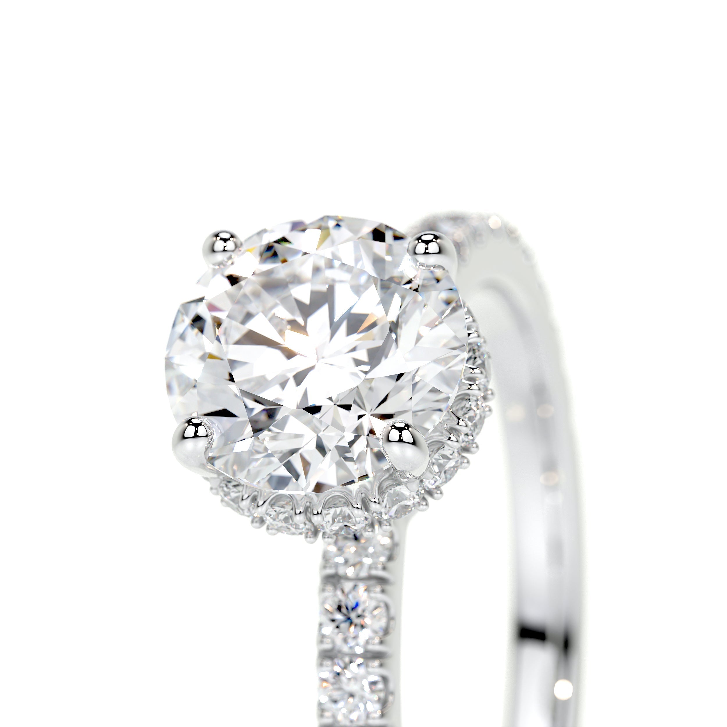 Round Pave Lab Grown Diamond Engagement Ring