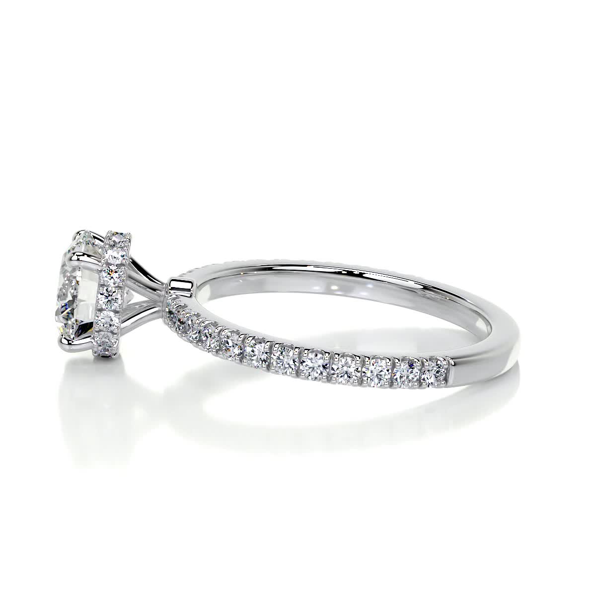 Round Pave Lab Grown Diamond Engagement Ring
