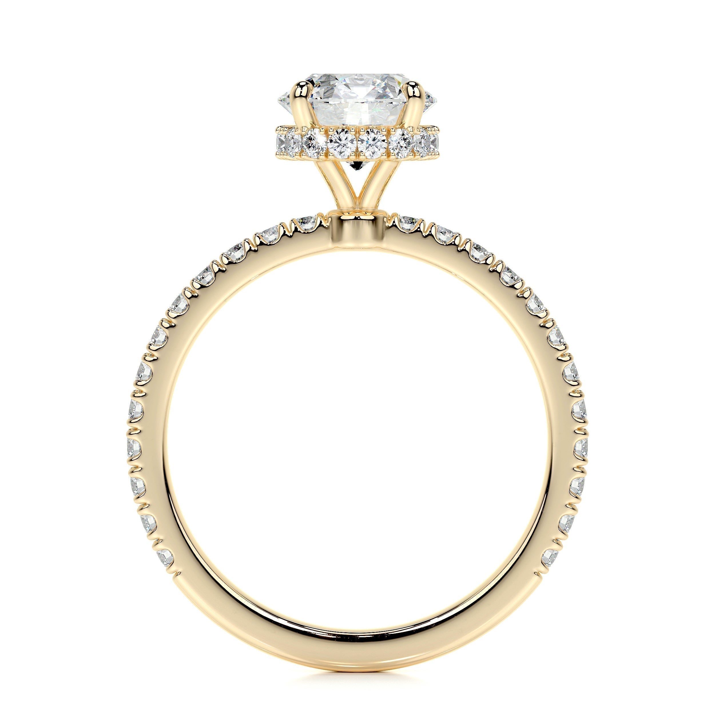 Round Pave Lab Grown Diamond Engagement Ring