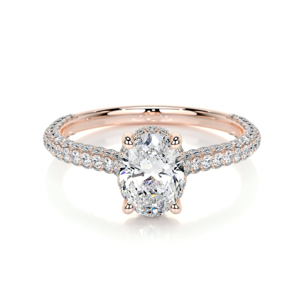 Oval Triple Pave Lab Grown Diamond Engagement Ring